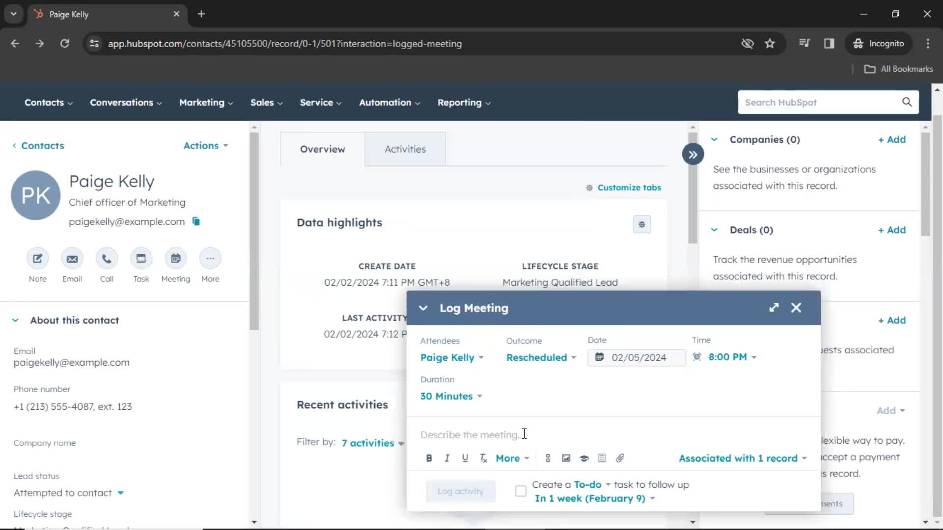 CRM screenshot