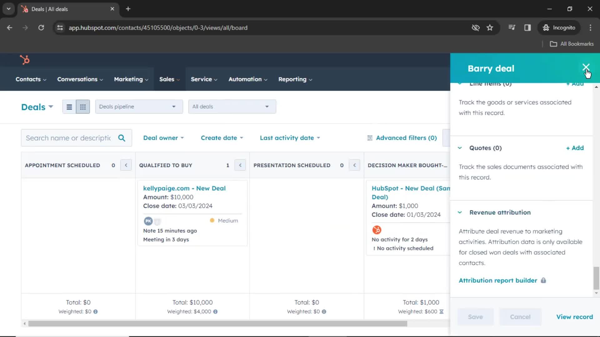 CRM screenshot