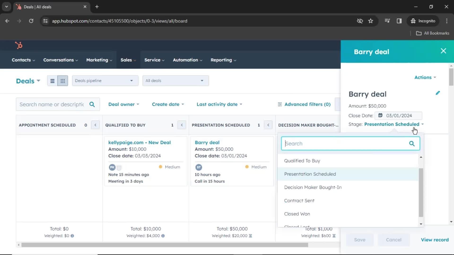 CRM screenshot