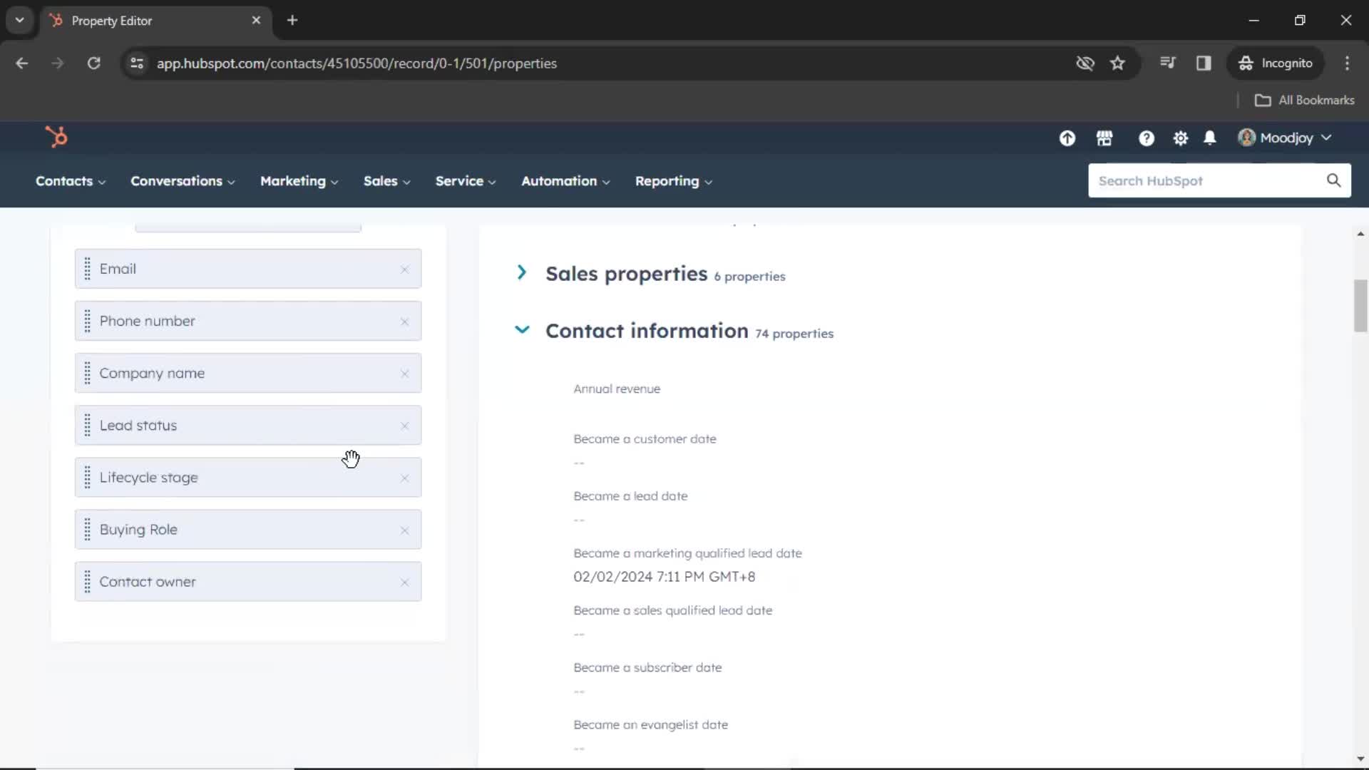 CRM screenshot