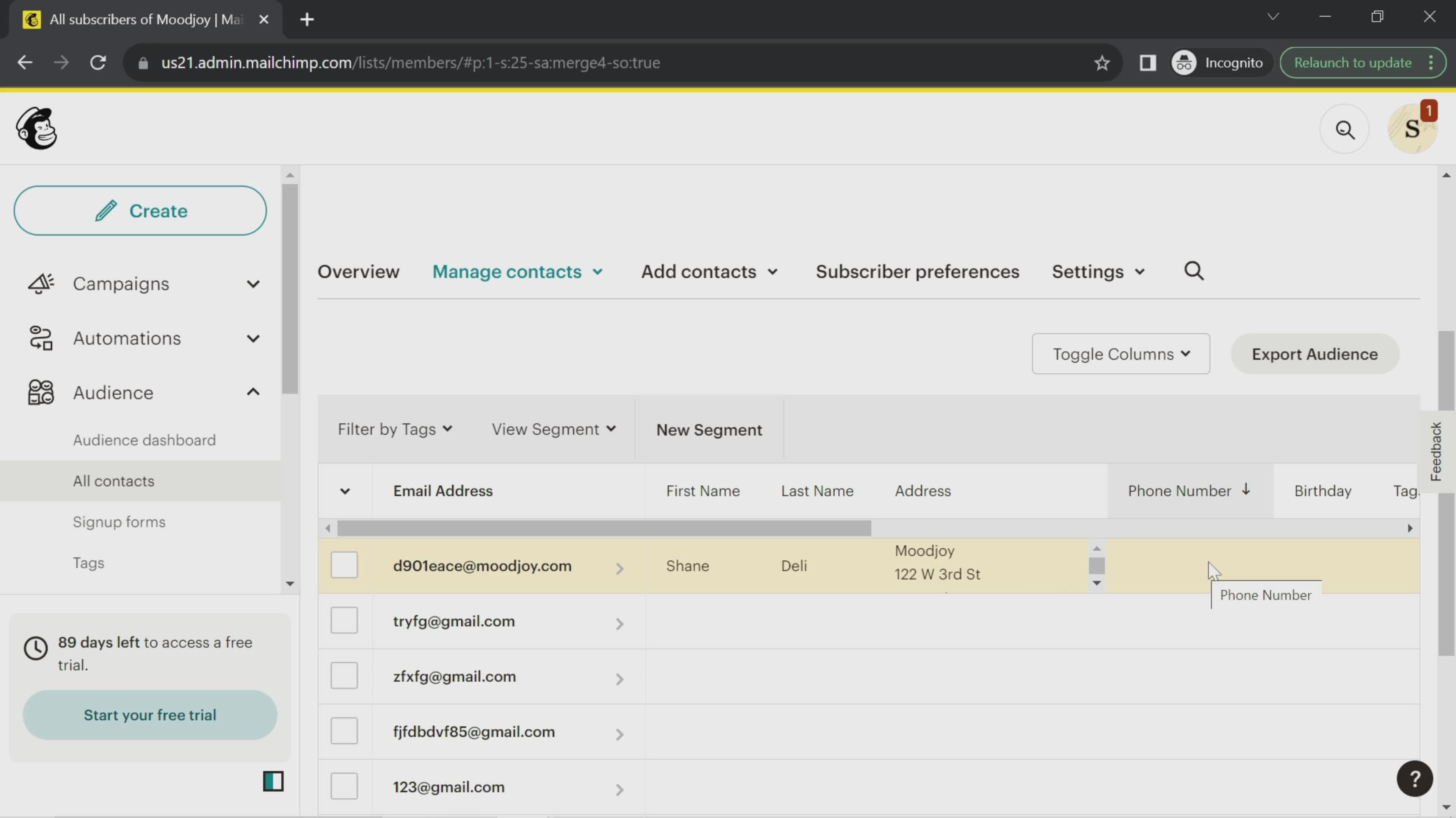 CRM screenshot