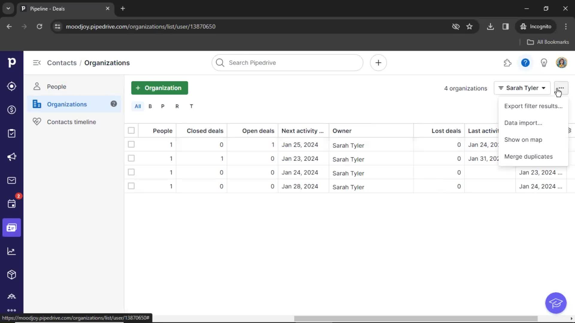 CRM screenshot