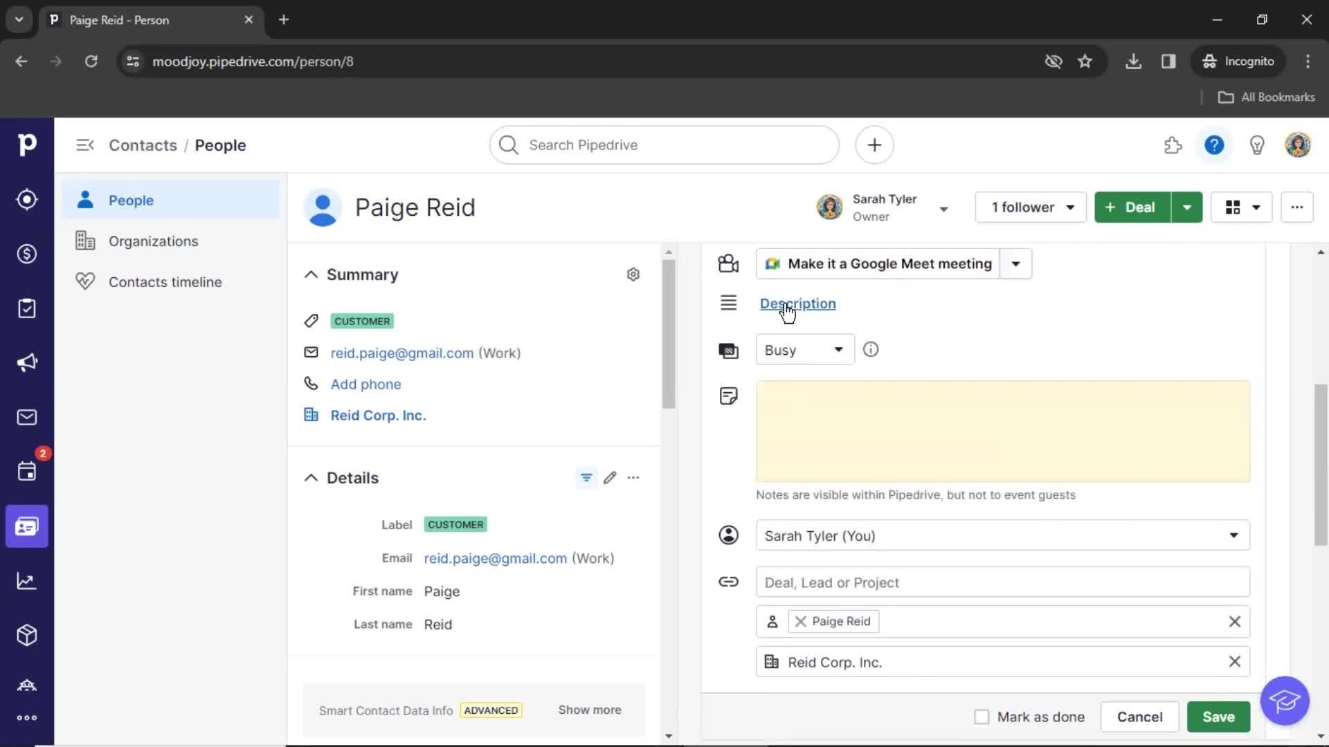 CRM screenshot