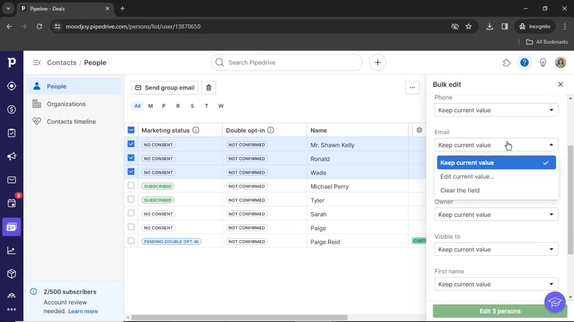 CRM screenshot