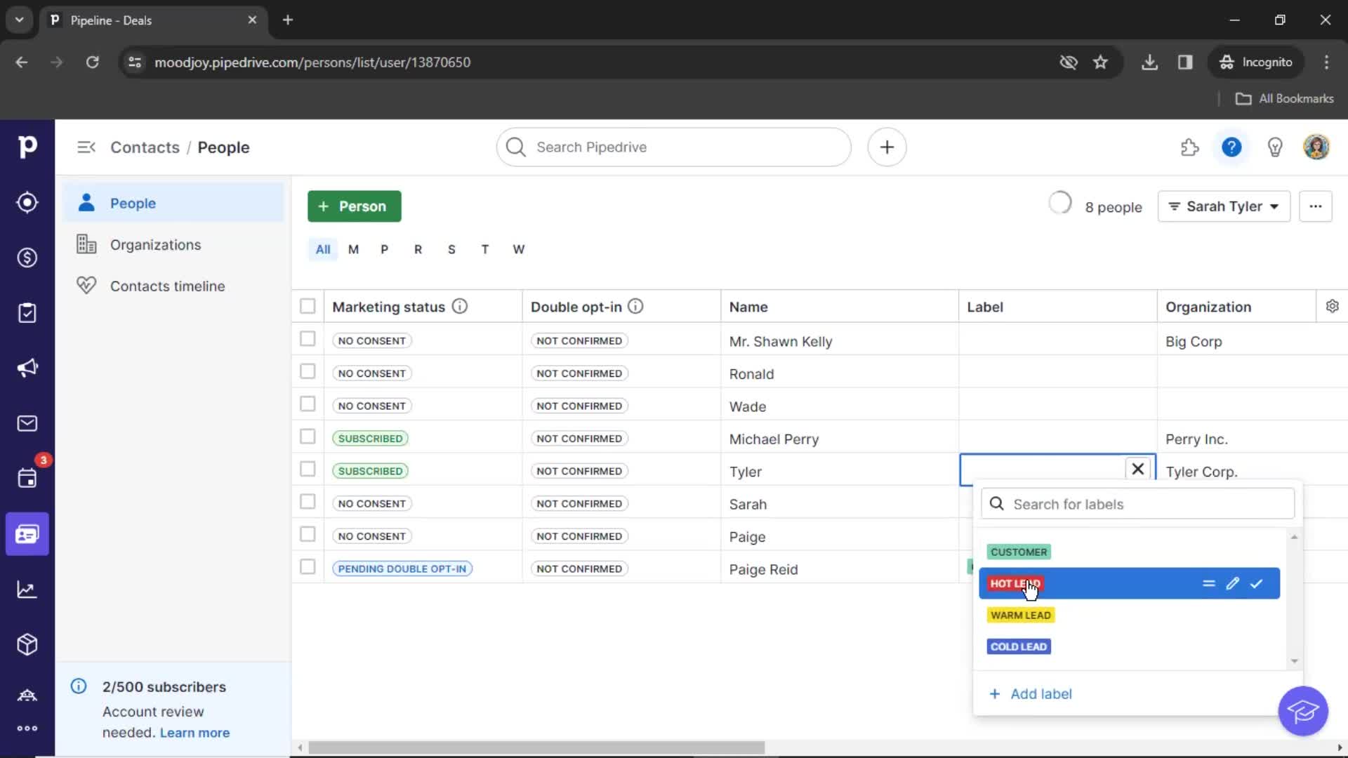 CRM screenshot