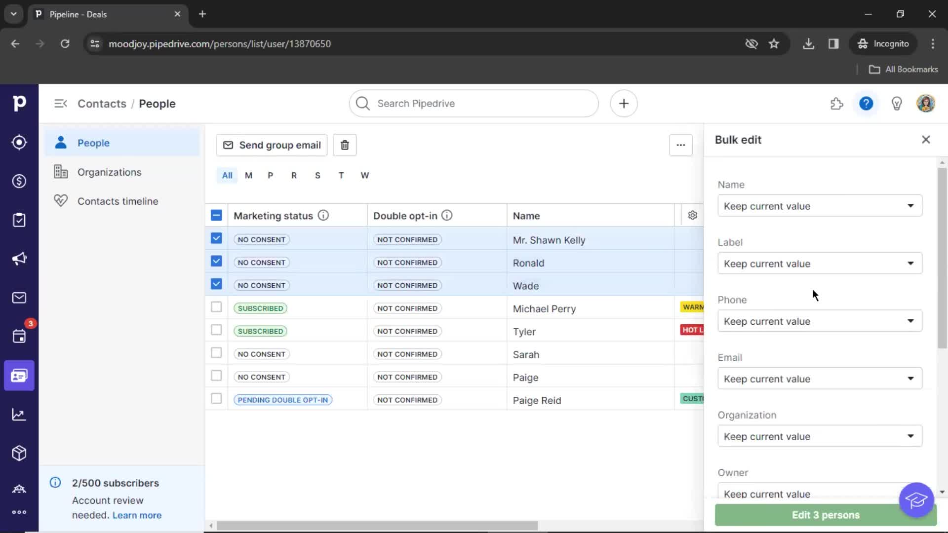 CRM screenshot