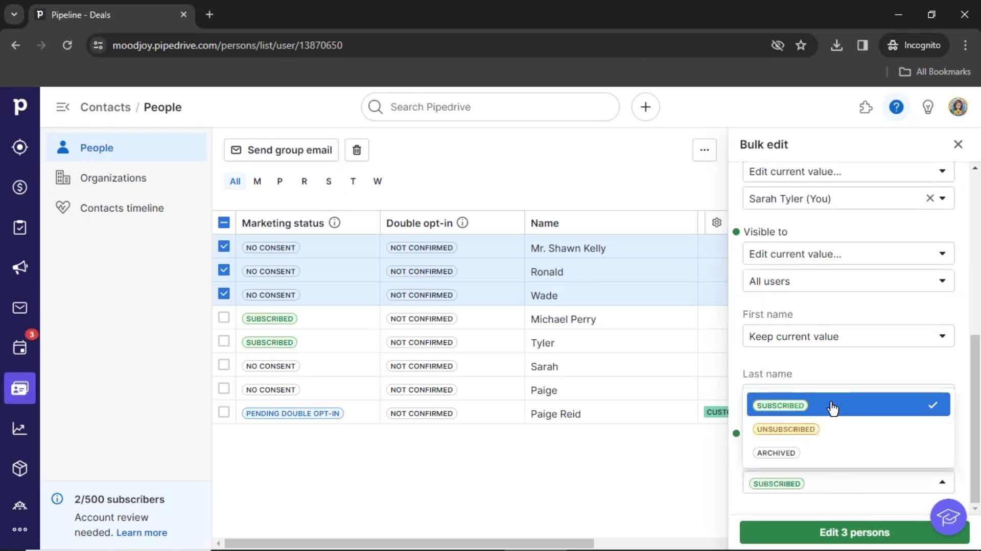 CRM screenshot