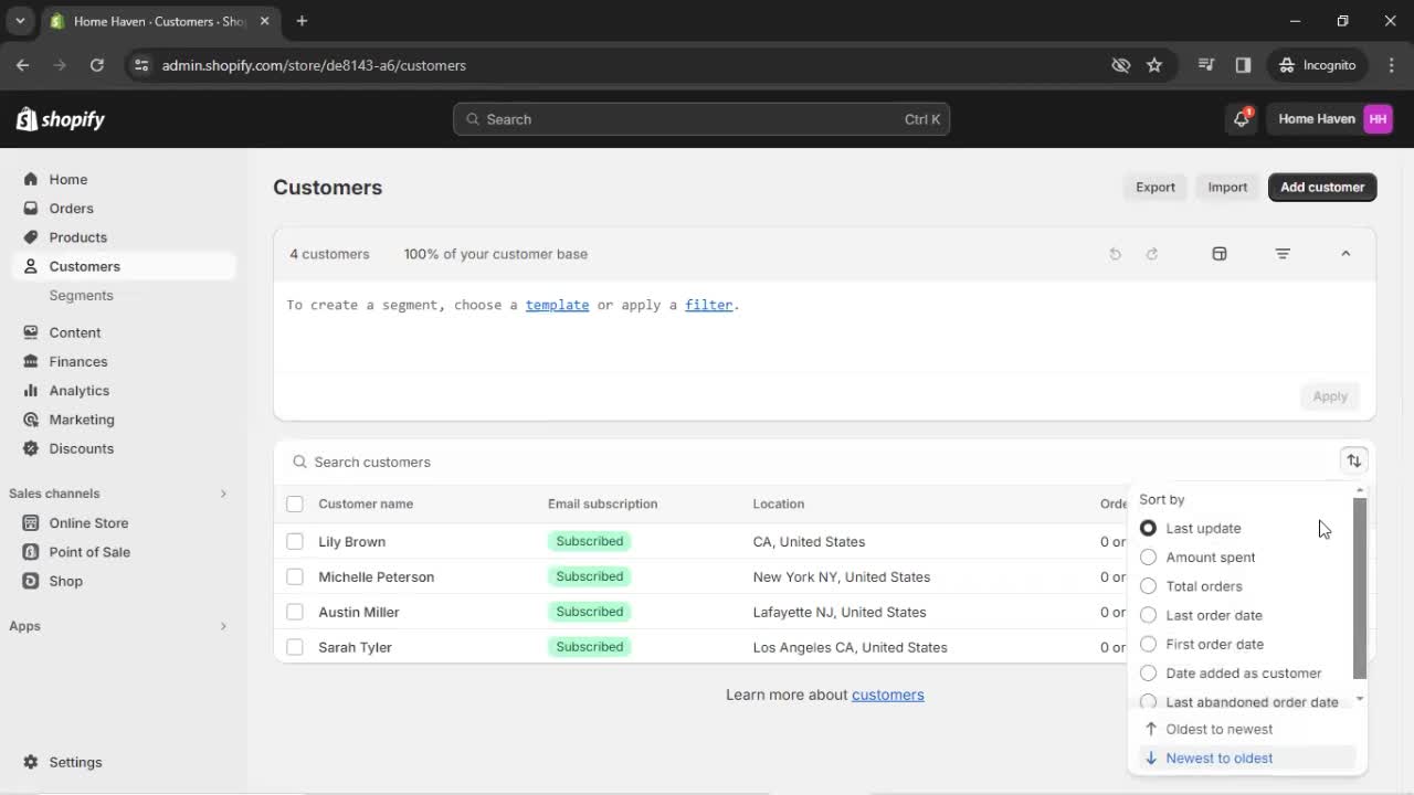 CRM screenshot