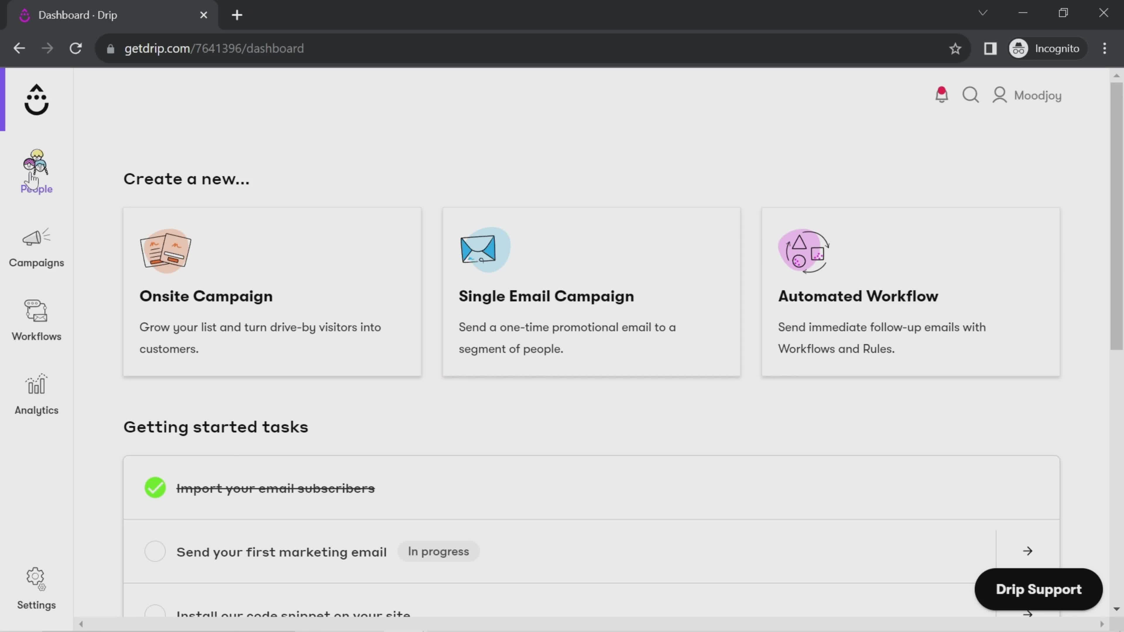 CSV import screenshot