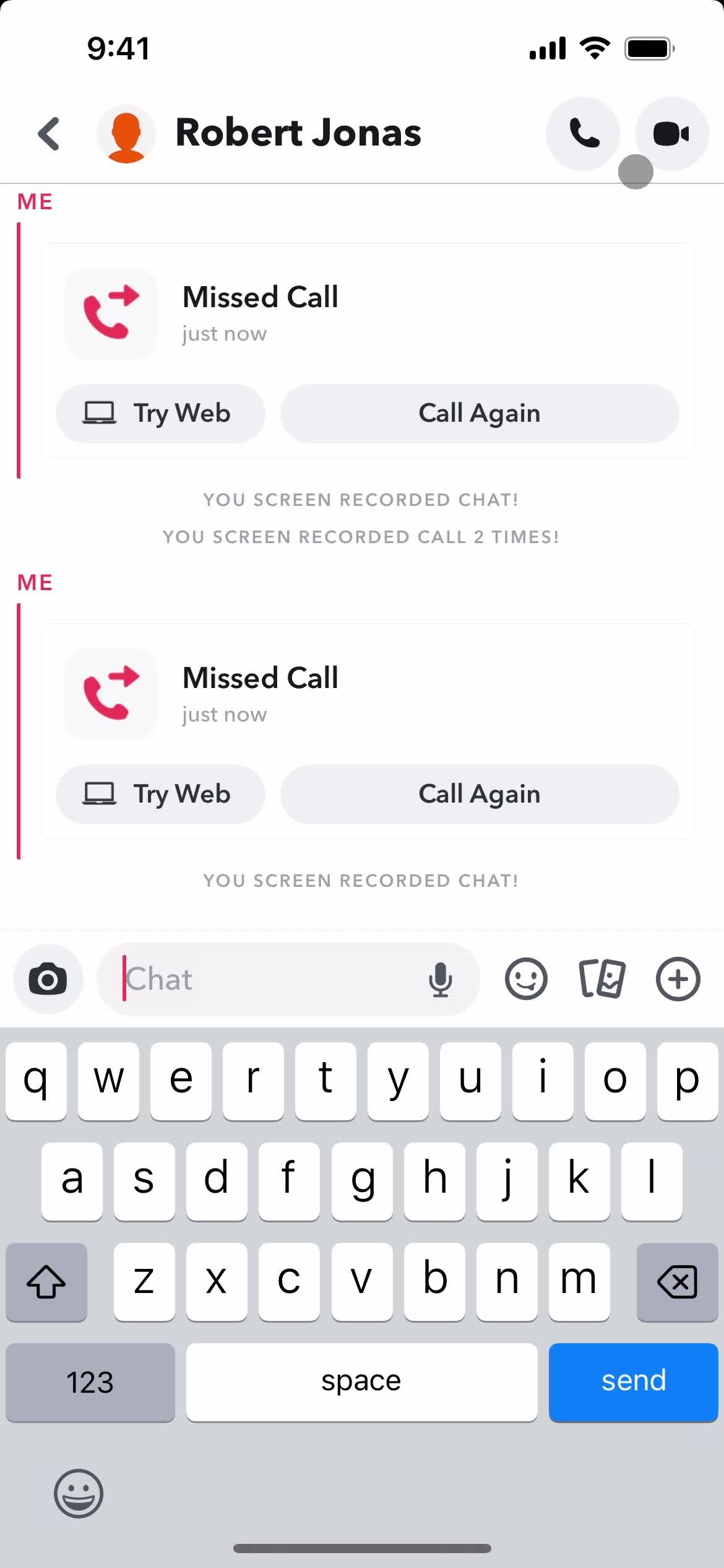 Calling screenshot