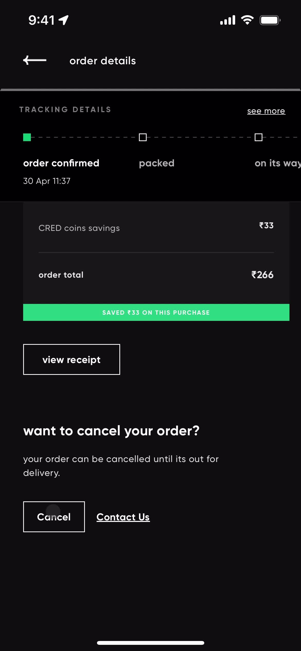 Cancelling an order on CRED video thumbnail