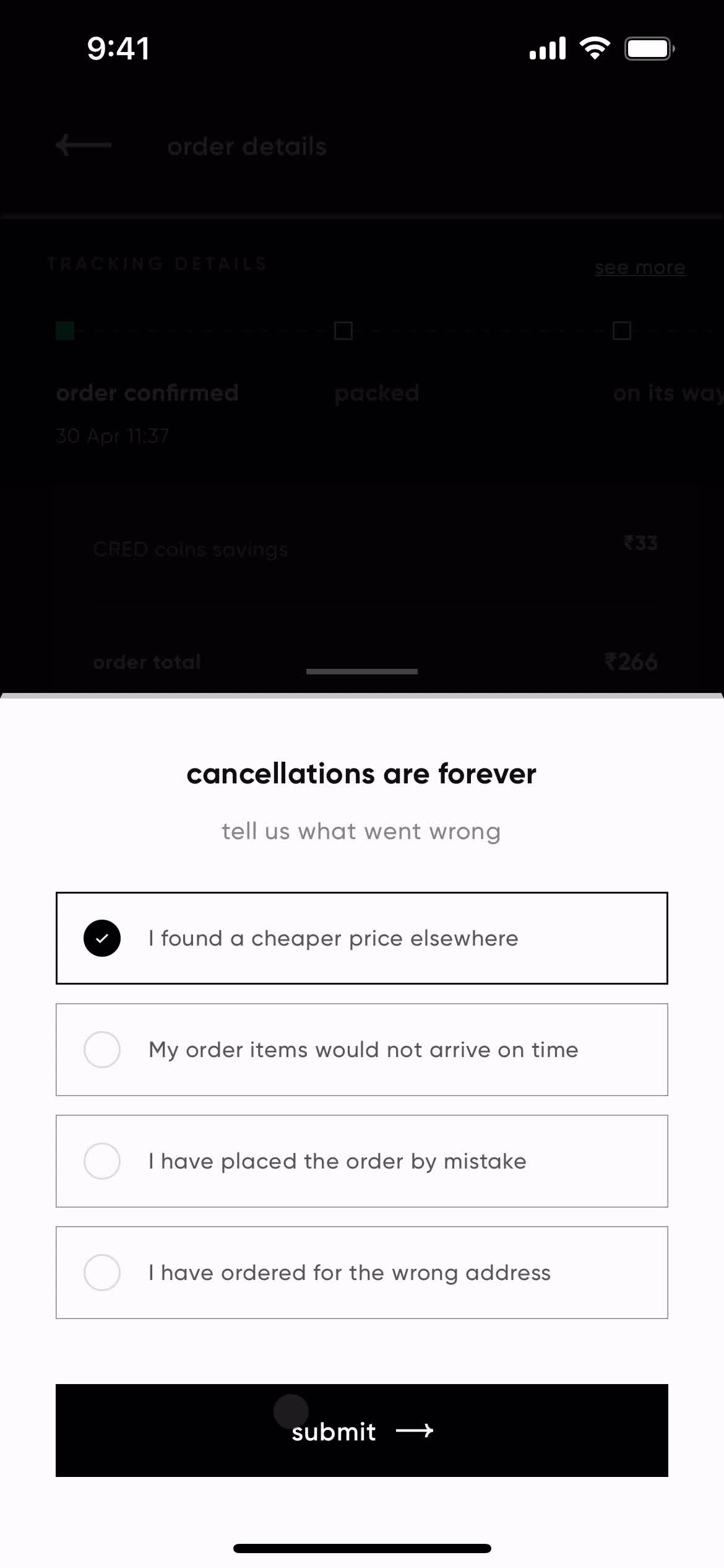 Cancelling an order on CRED video thumbnail