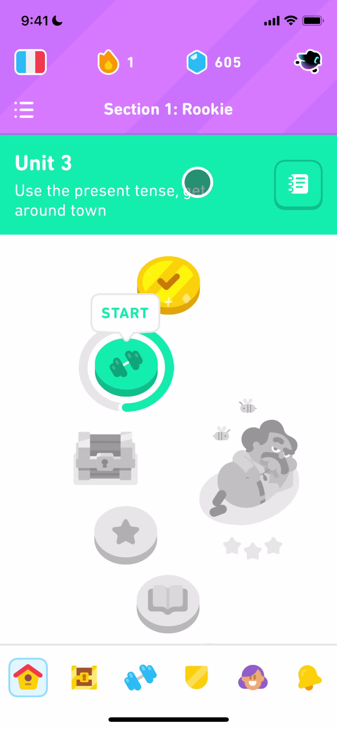 Screenshot of Home on Cancelling your subscription on Duolingo user flow
