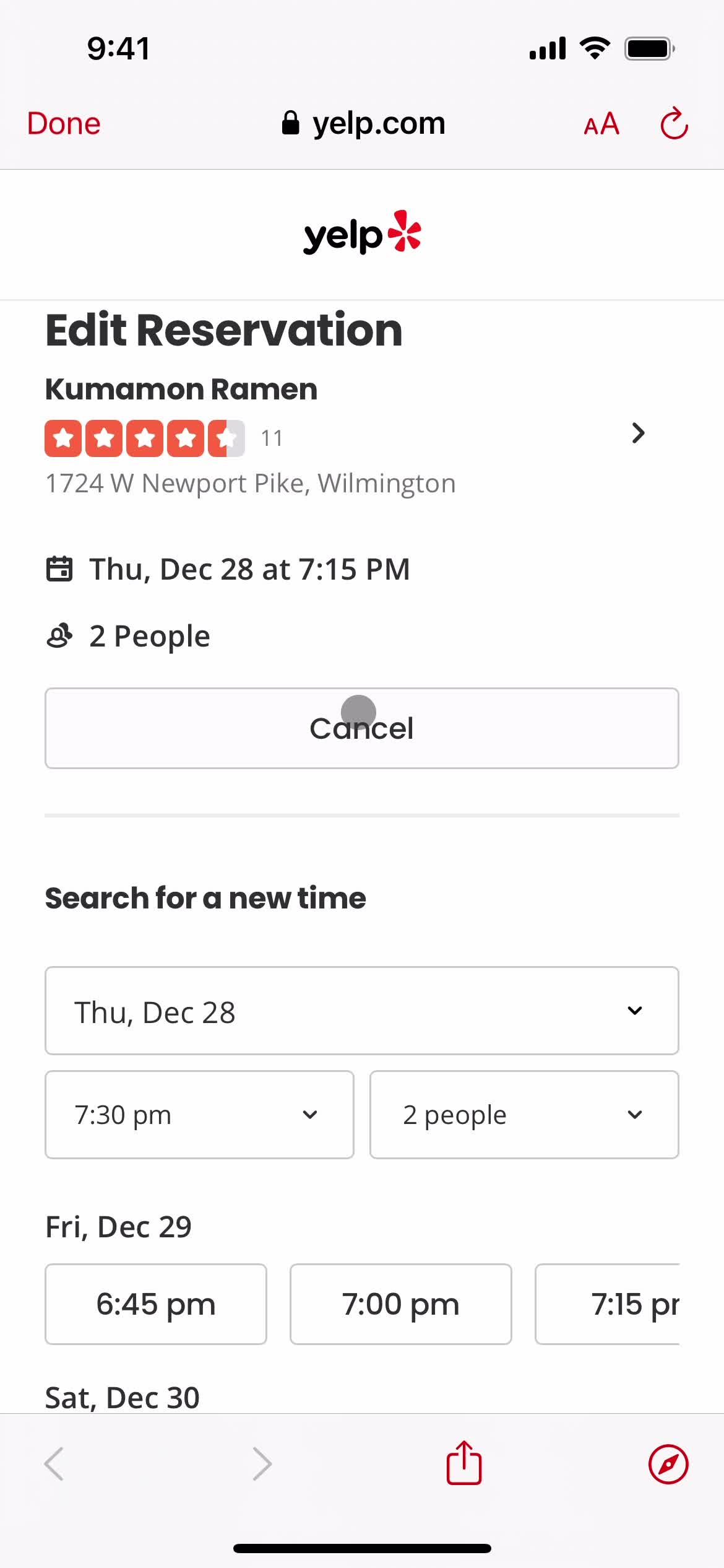 Canceling a reservation on Yelp video thumbnail