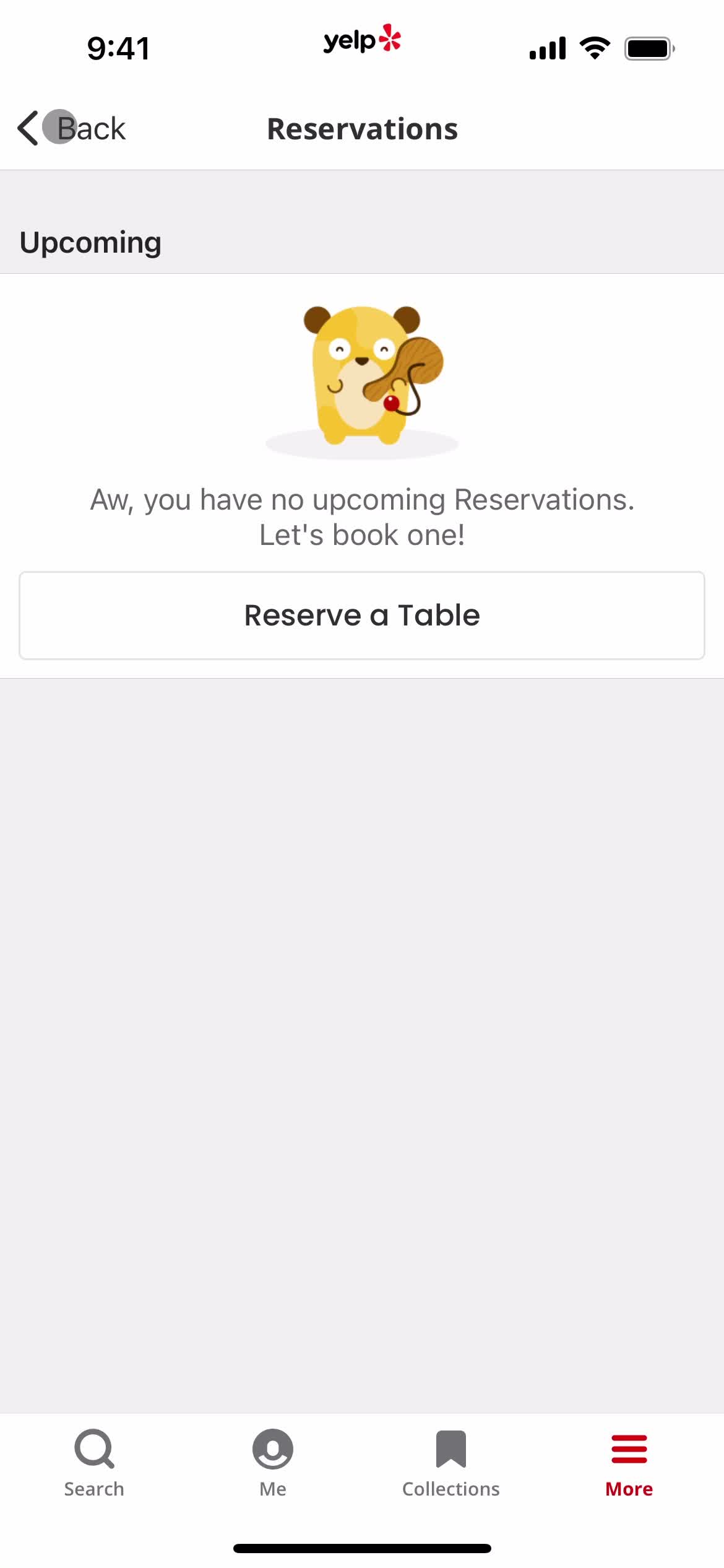 Canceling a reservation screenshot