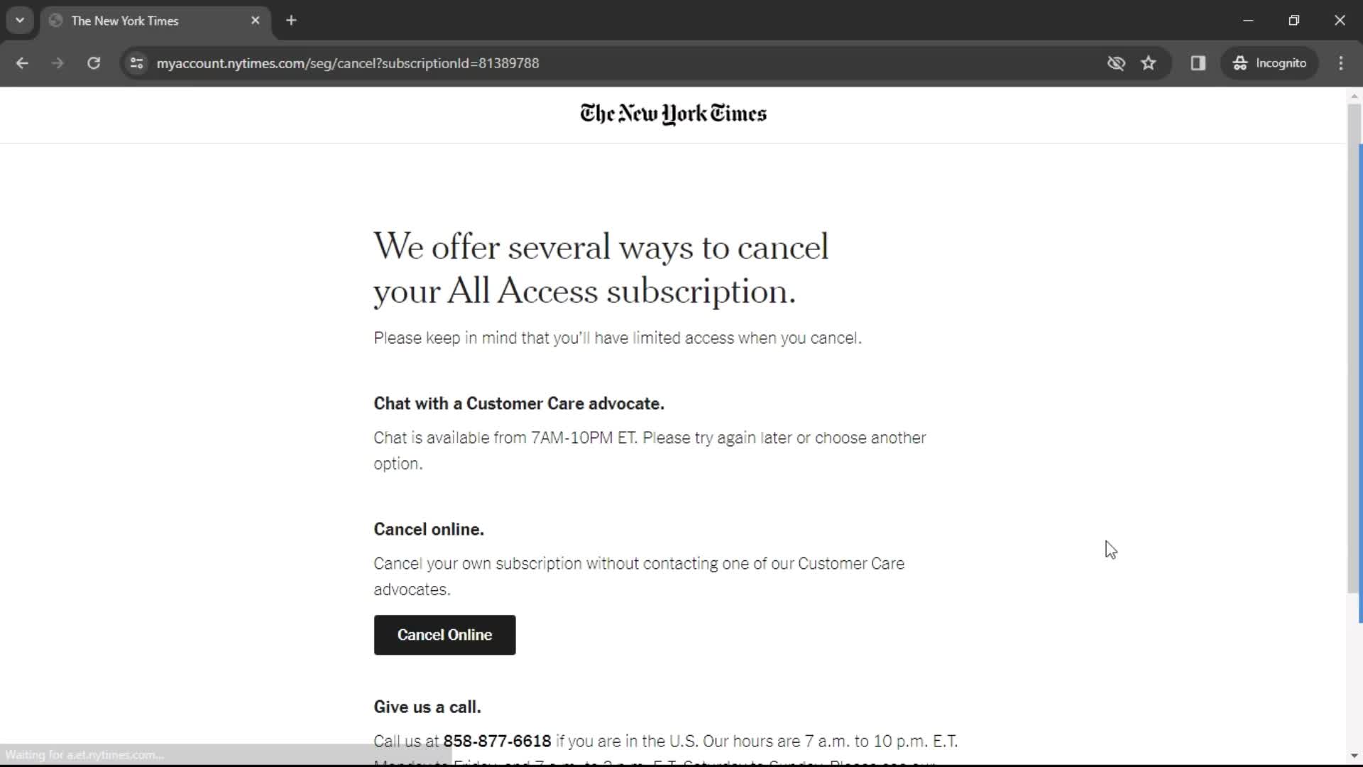 Cancelling your subscription on The New York Times video thumbnail