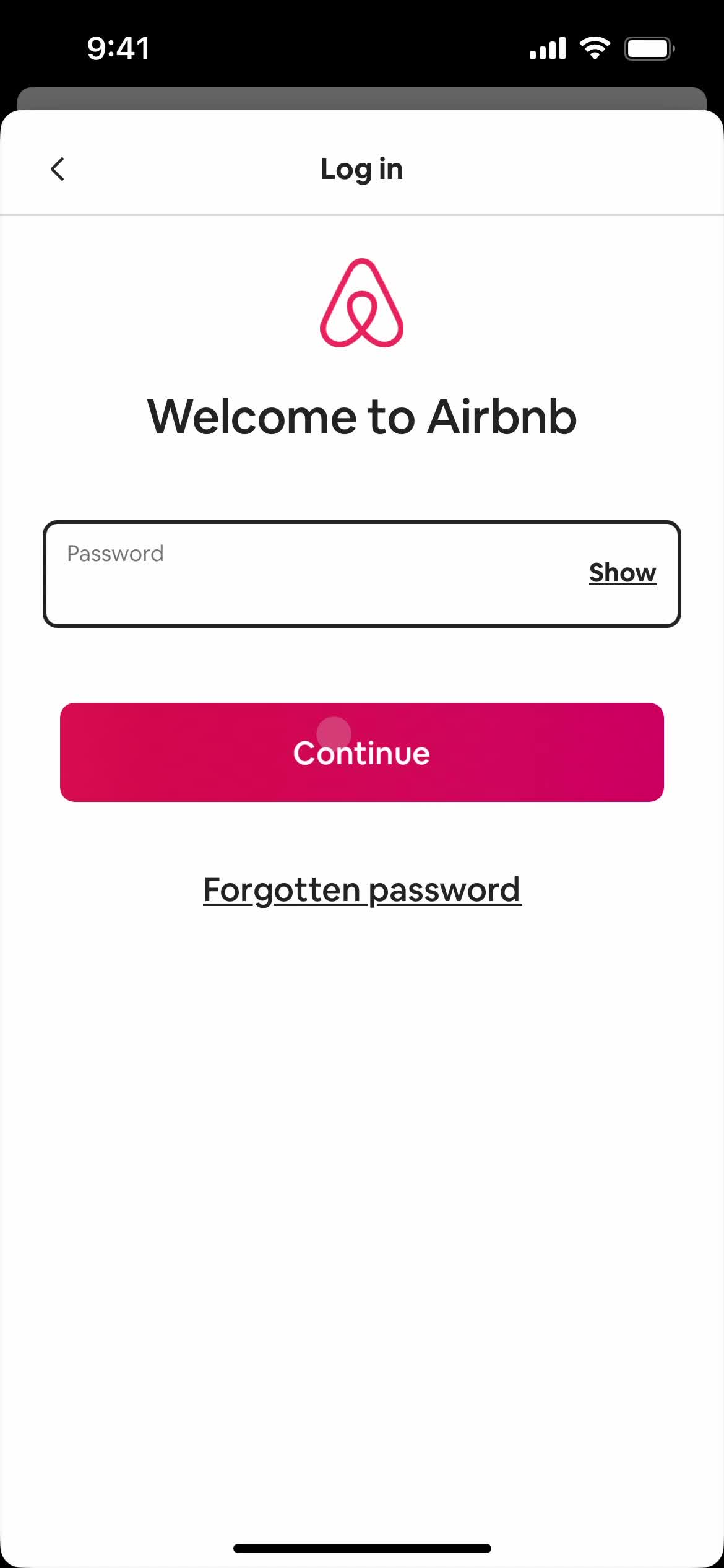 Changing password screenshot