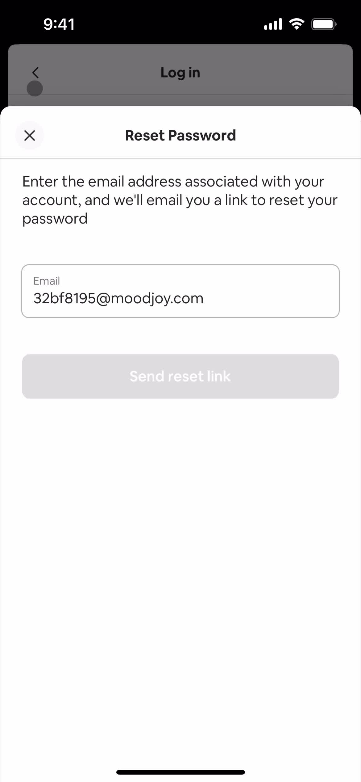 Changing password screenshot