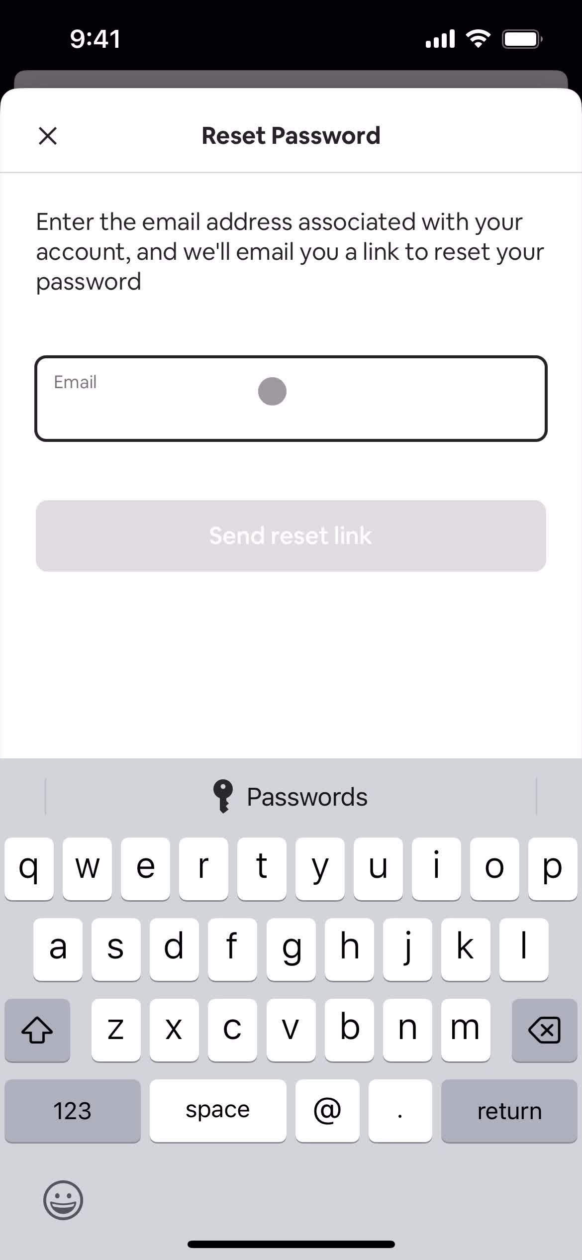 Changing password screenshot