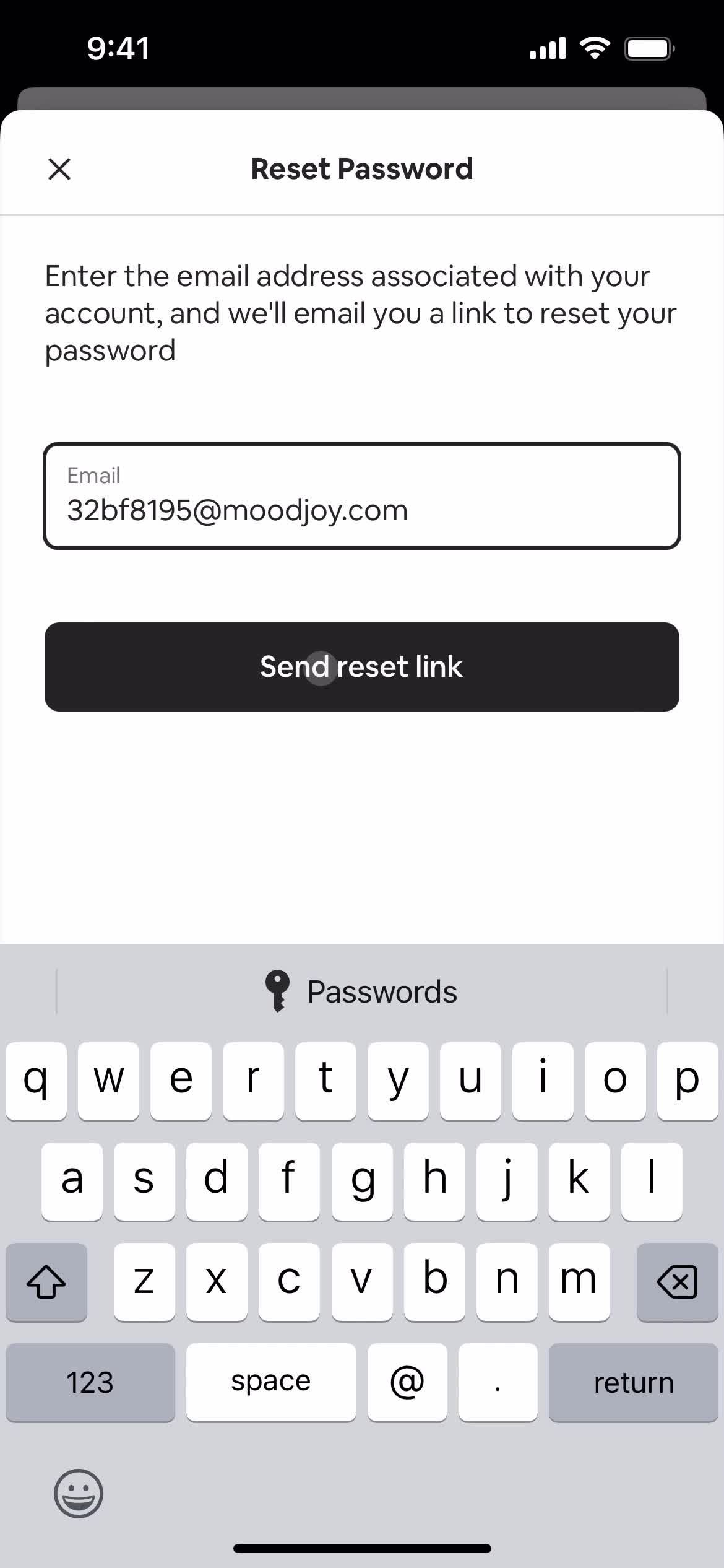 Changing password screenshot