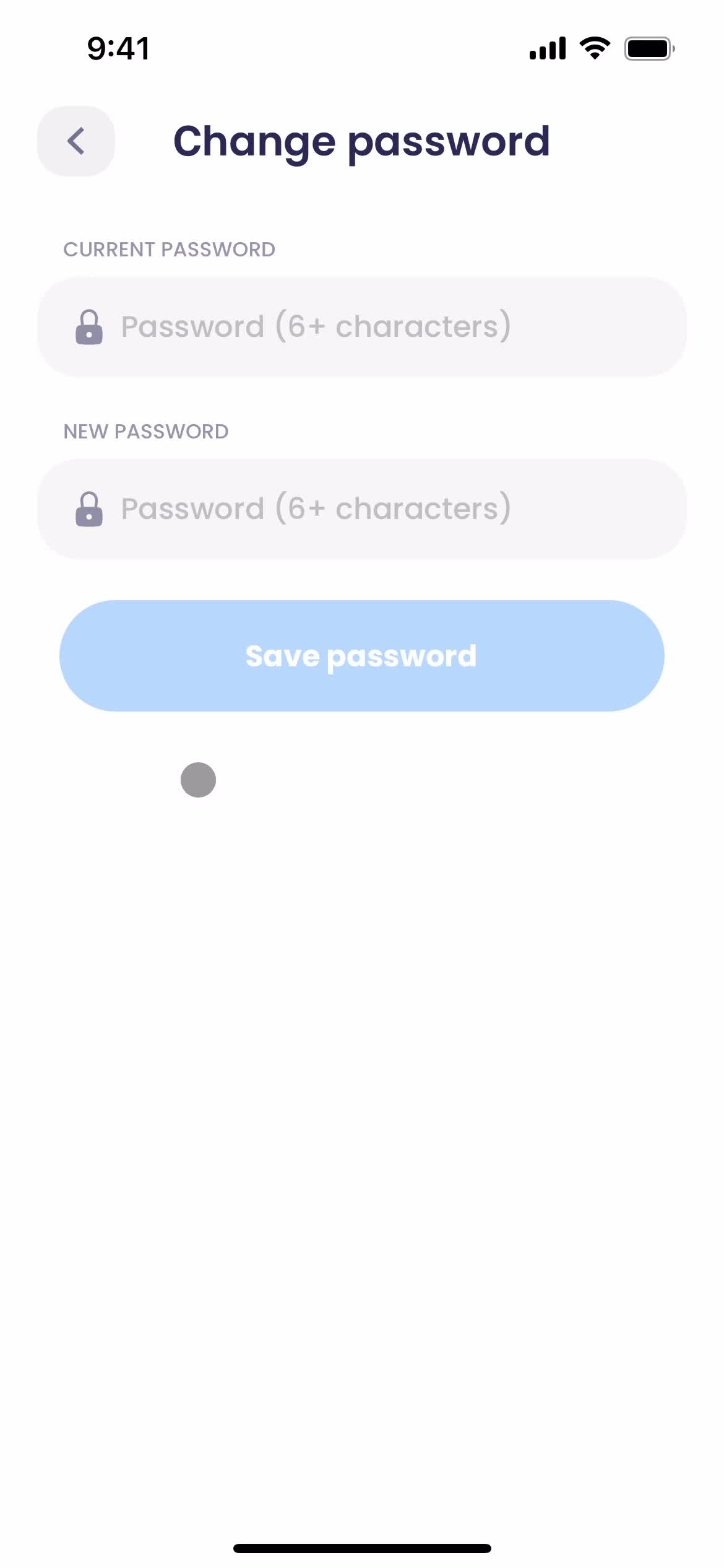 Password reset screenshot