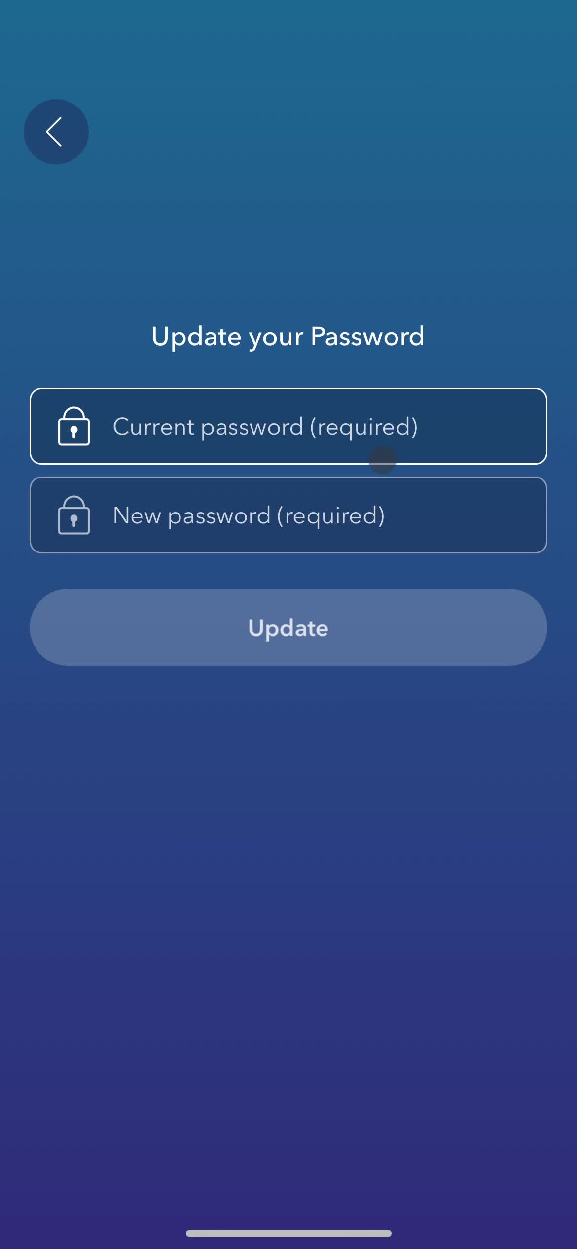 Changing password screenshot