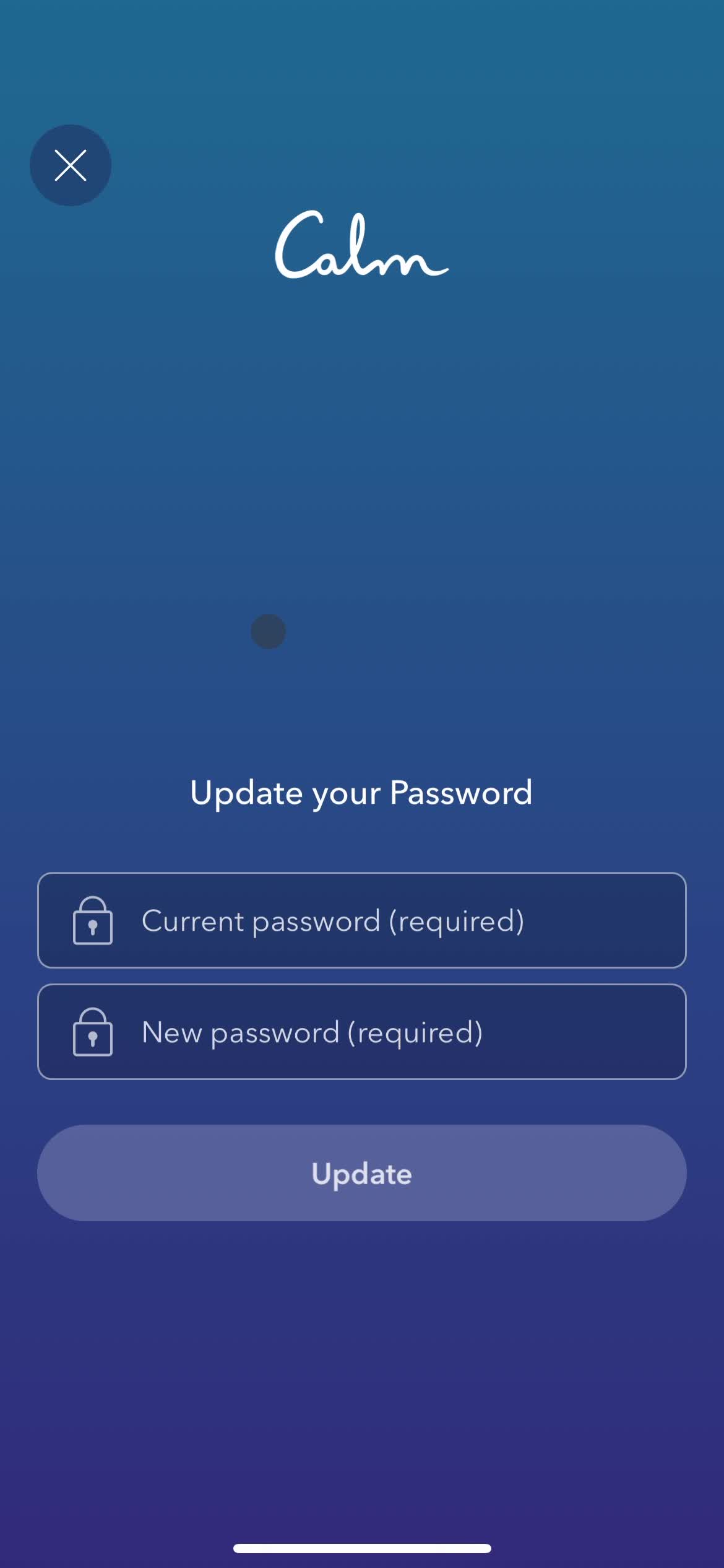 Changing password screenshot