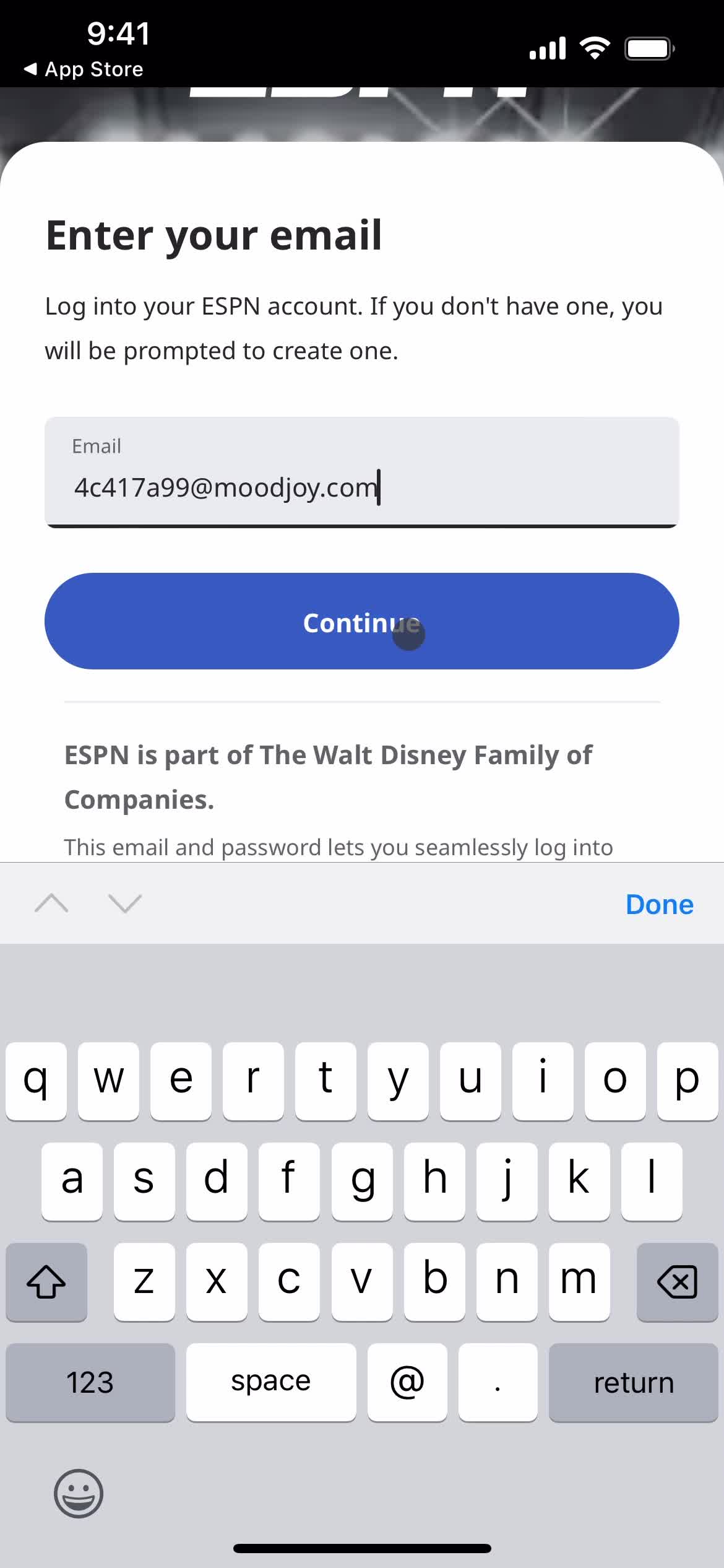 Resetting password on ESPN video thumbnail