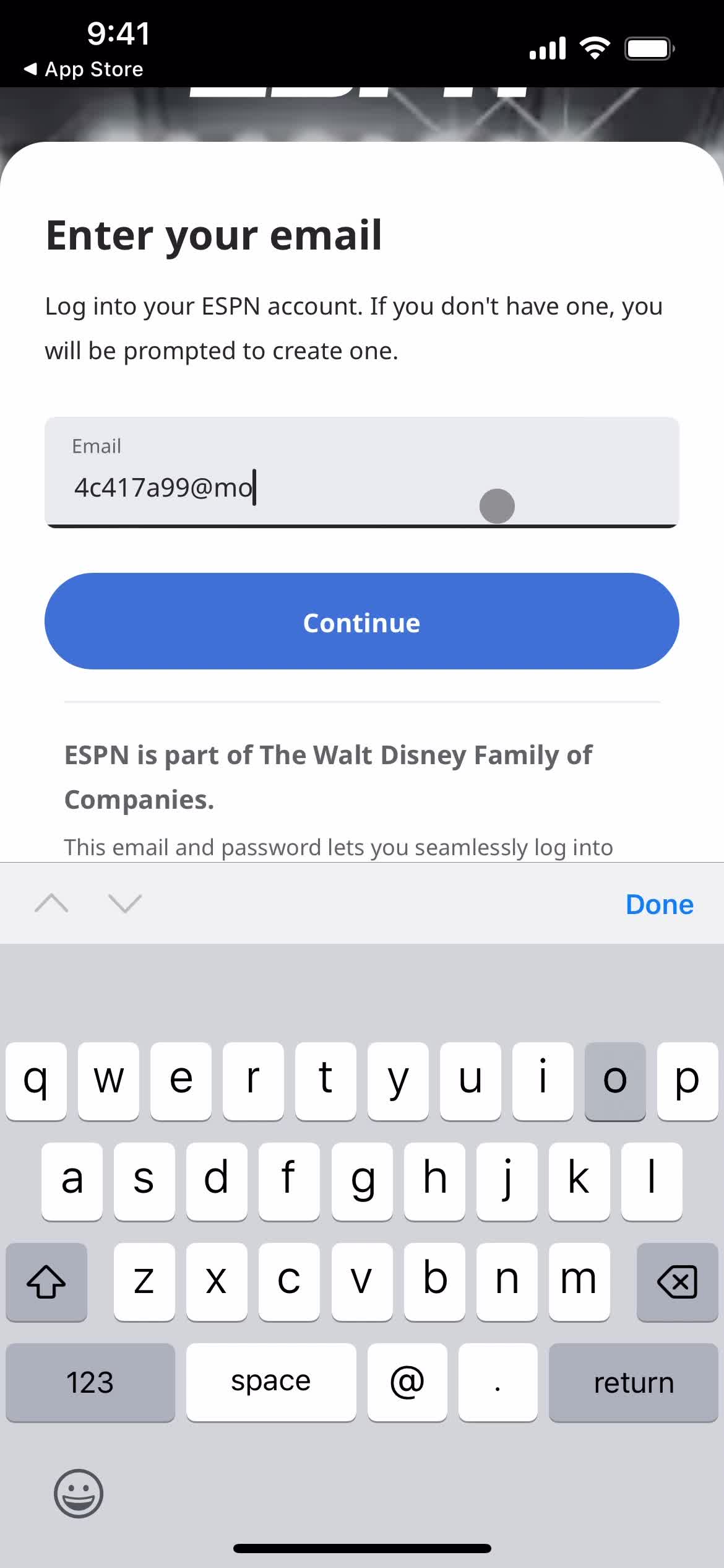 Resetting password on ESPN video thumbnail