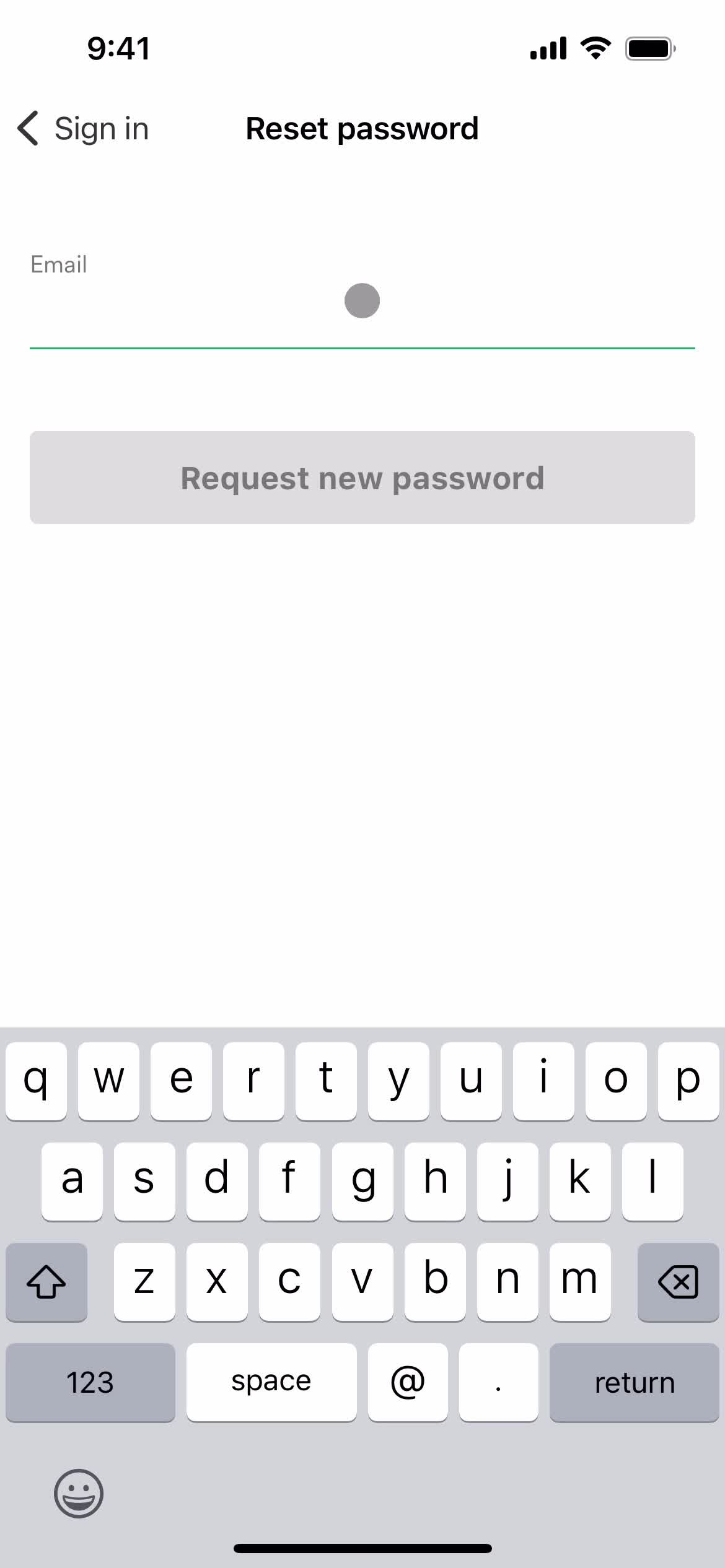 Resetting password screenshot