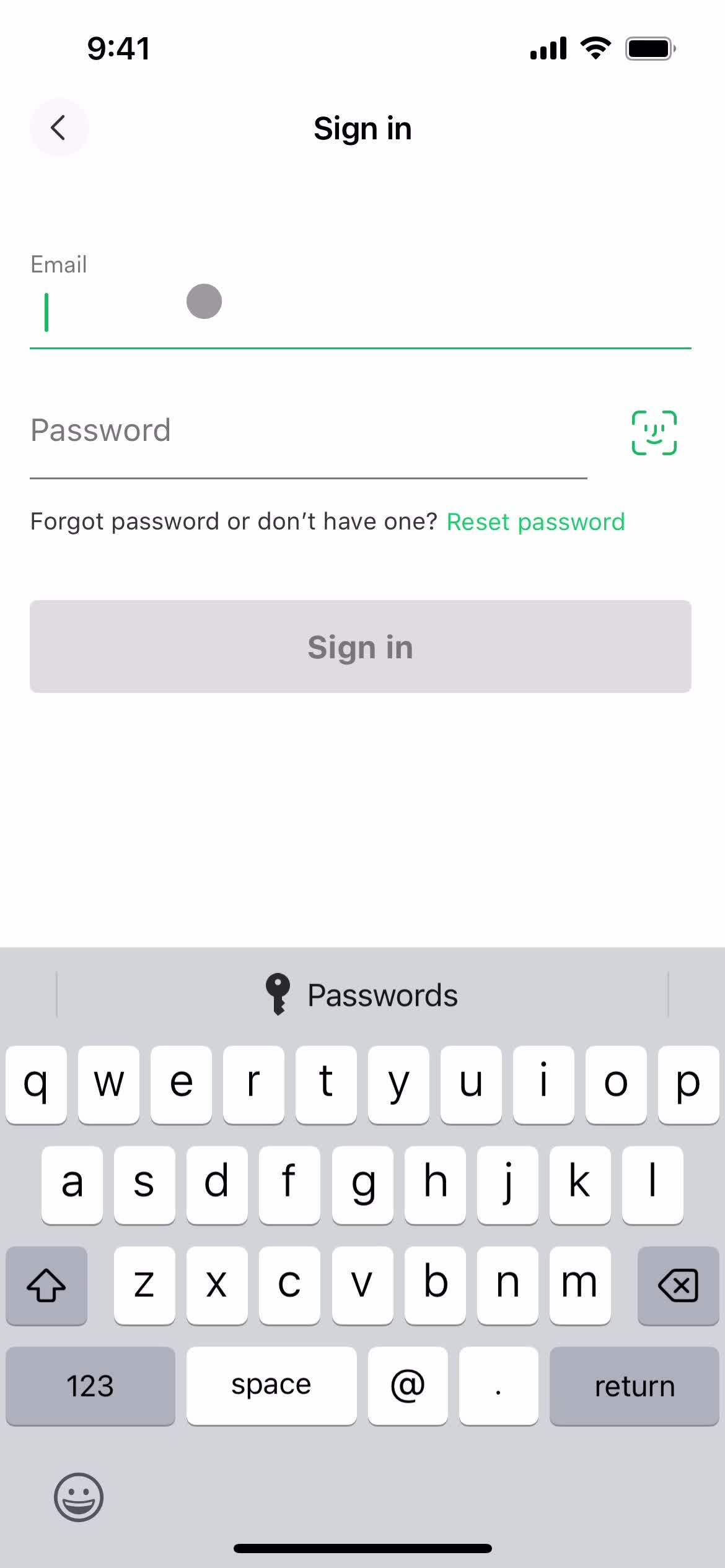 Resetting password screenshot