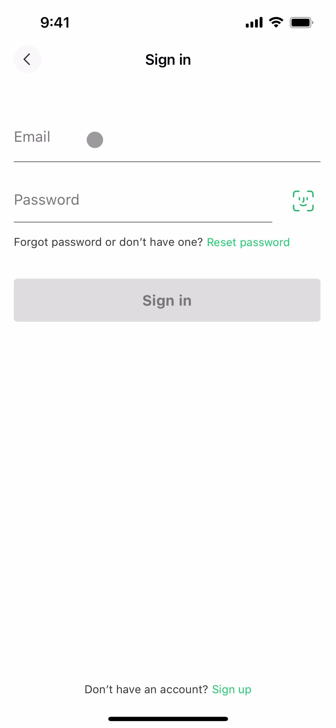 Resetting password screenshot