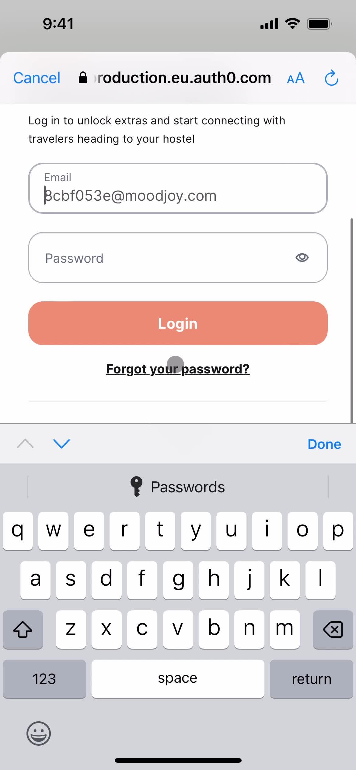 Resetting password screenshot