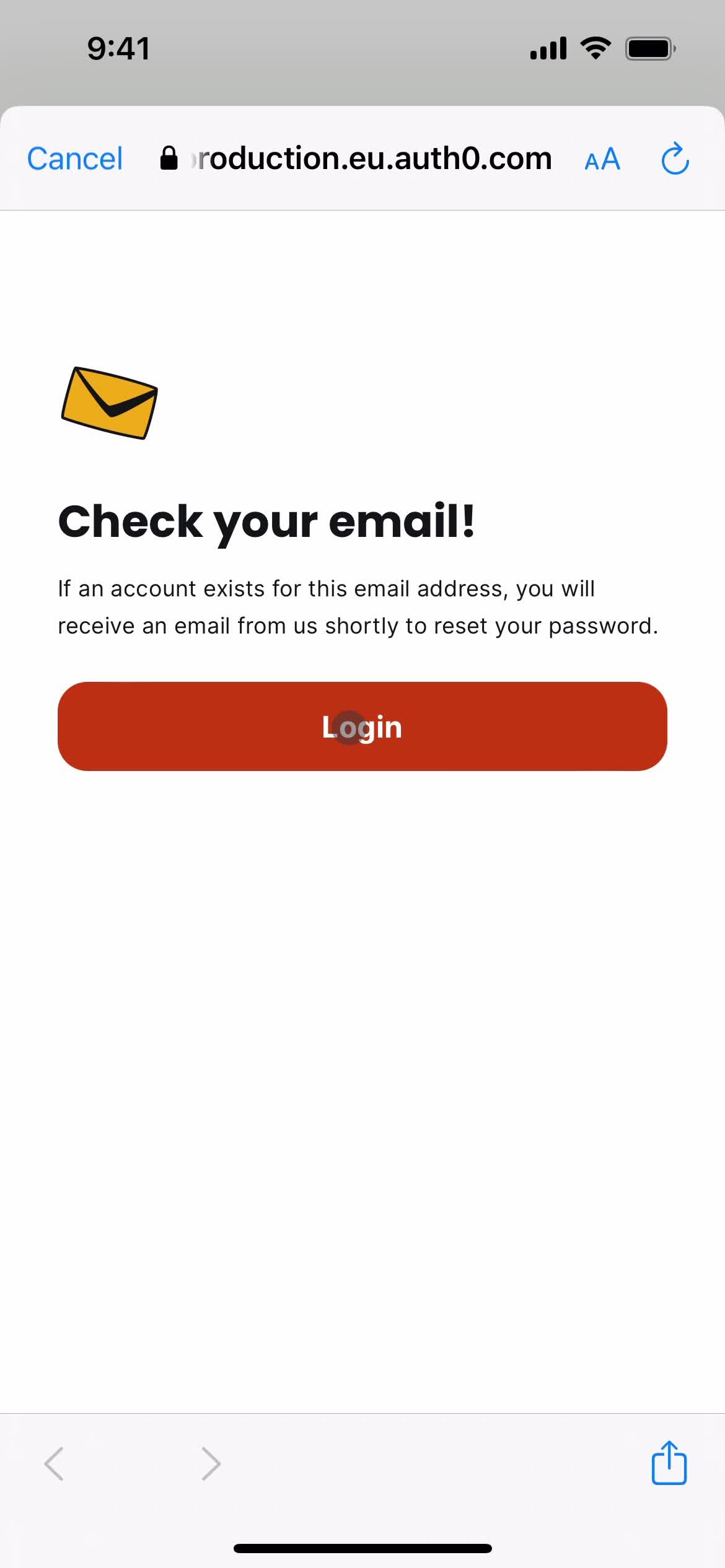 Resetting password screenshot