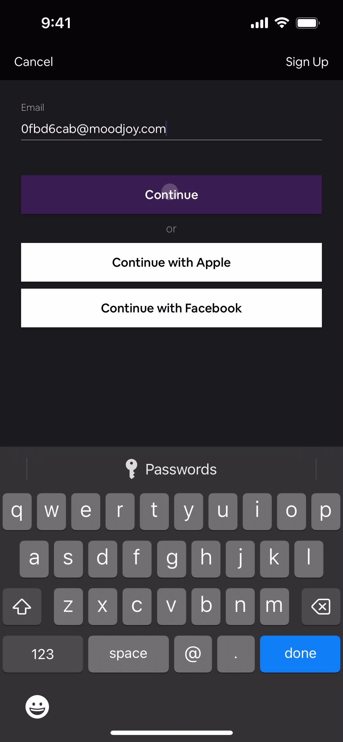 Resetting password screenshot