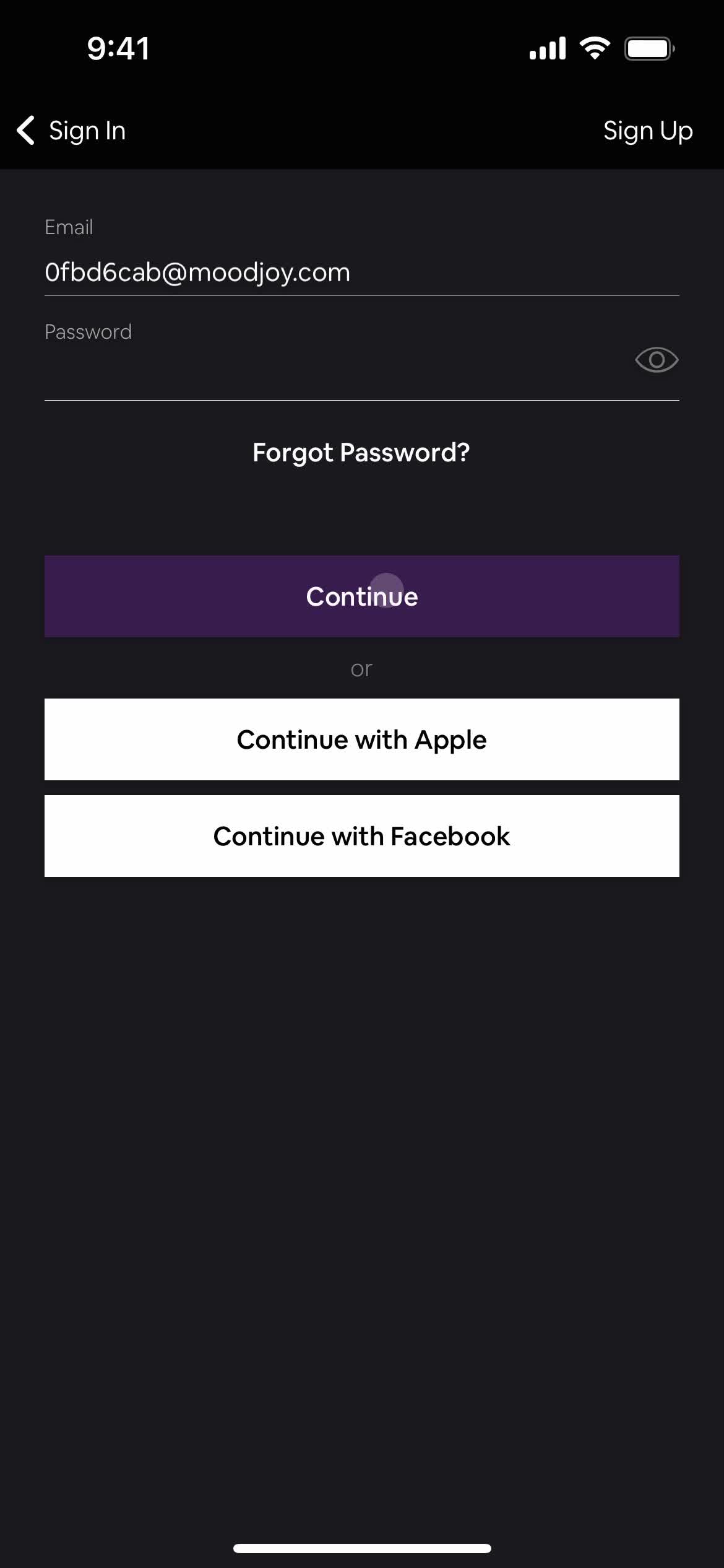 Resetting password screenshot