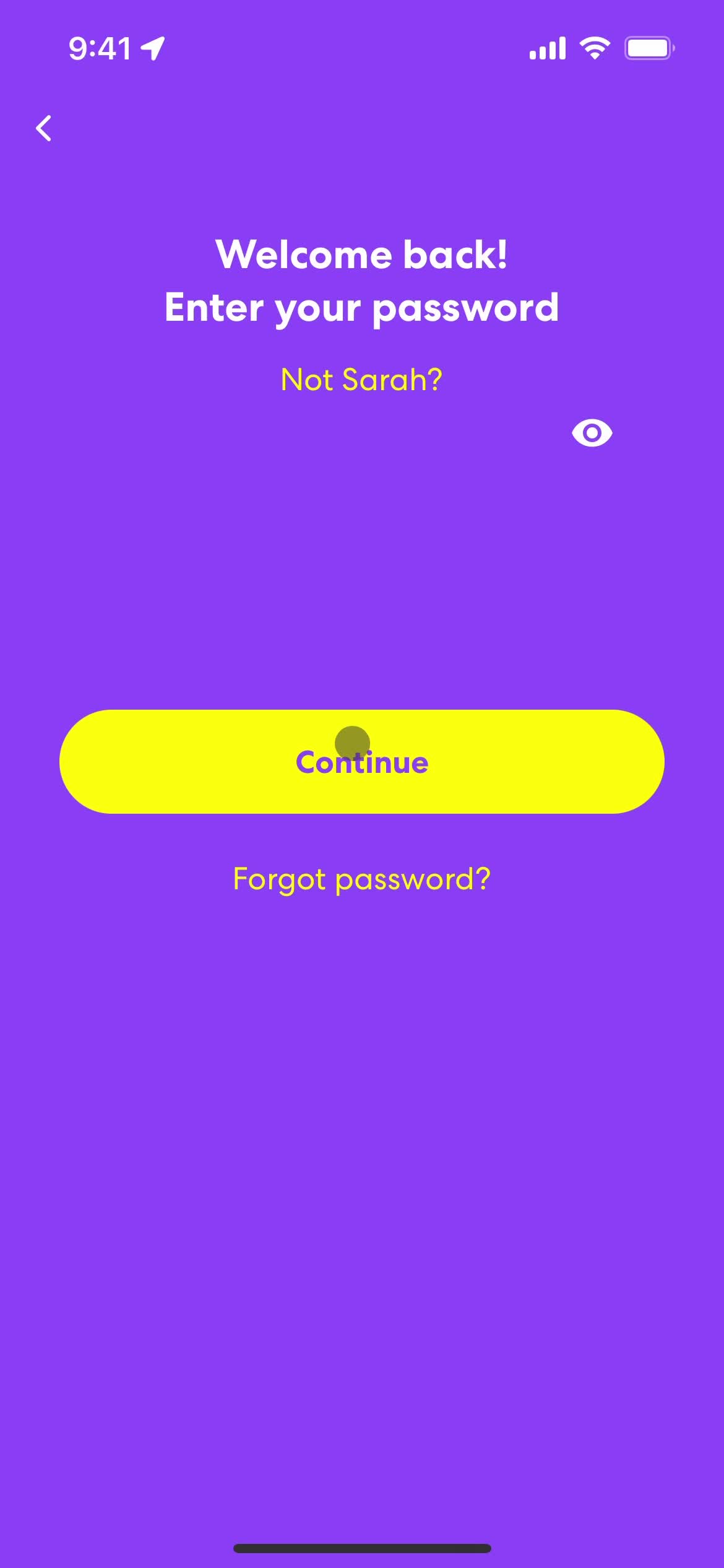 Resetting password screenshot