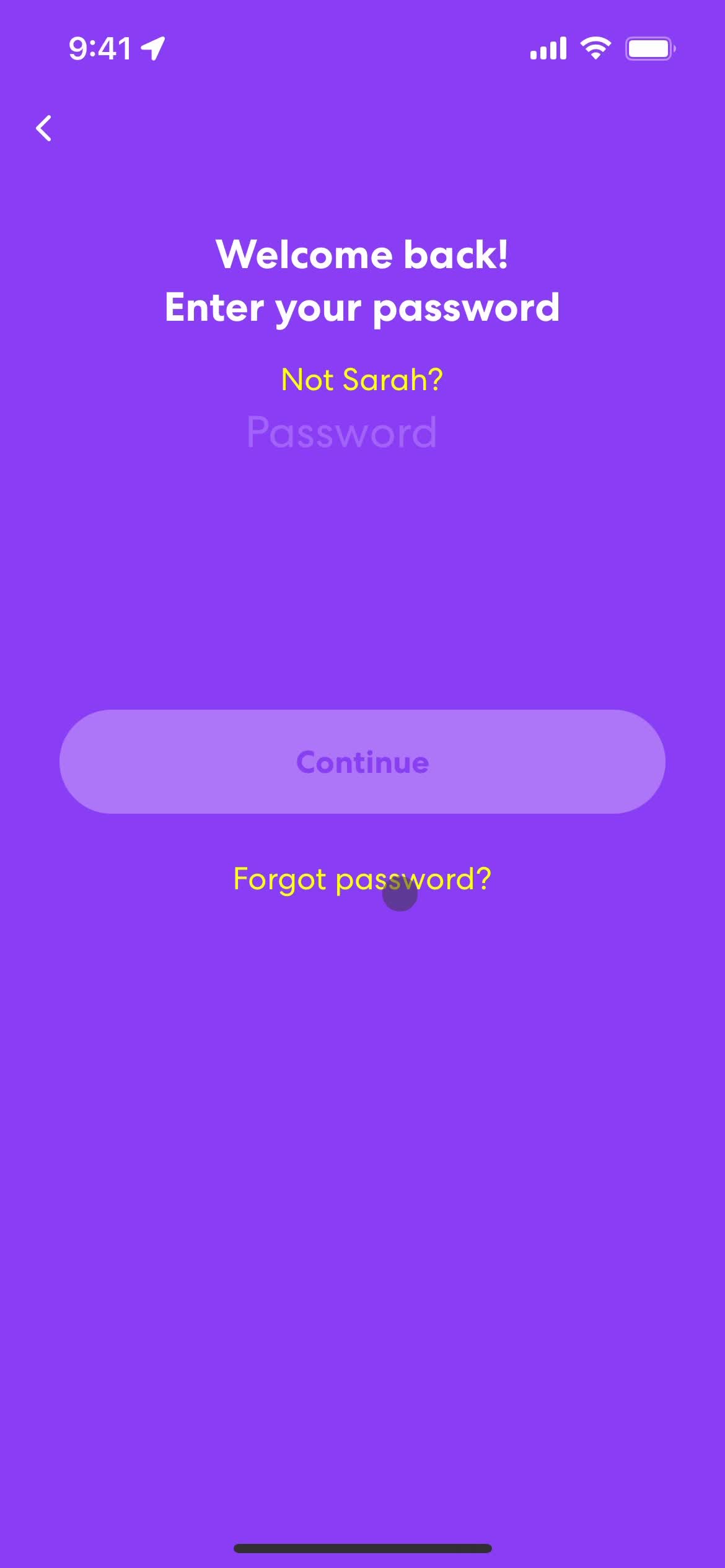 Resetting password screenshot