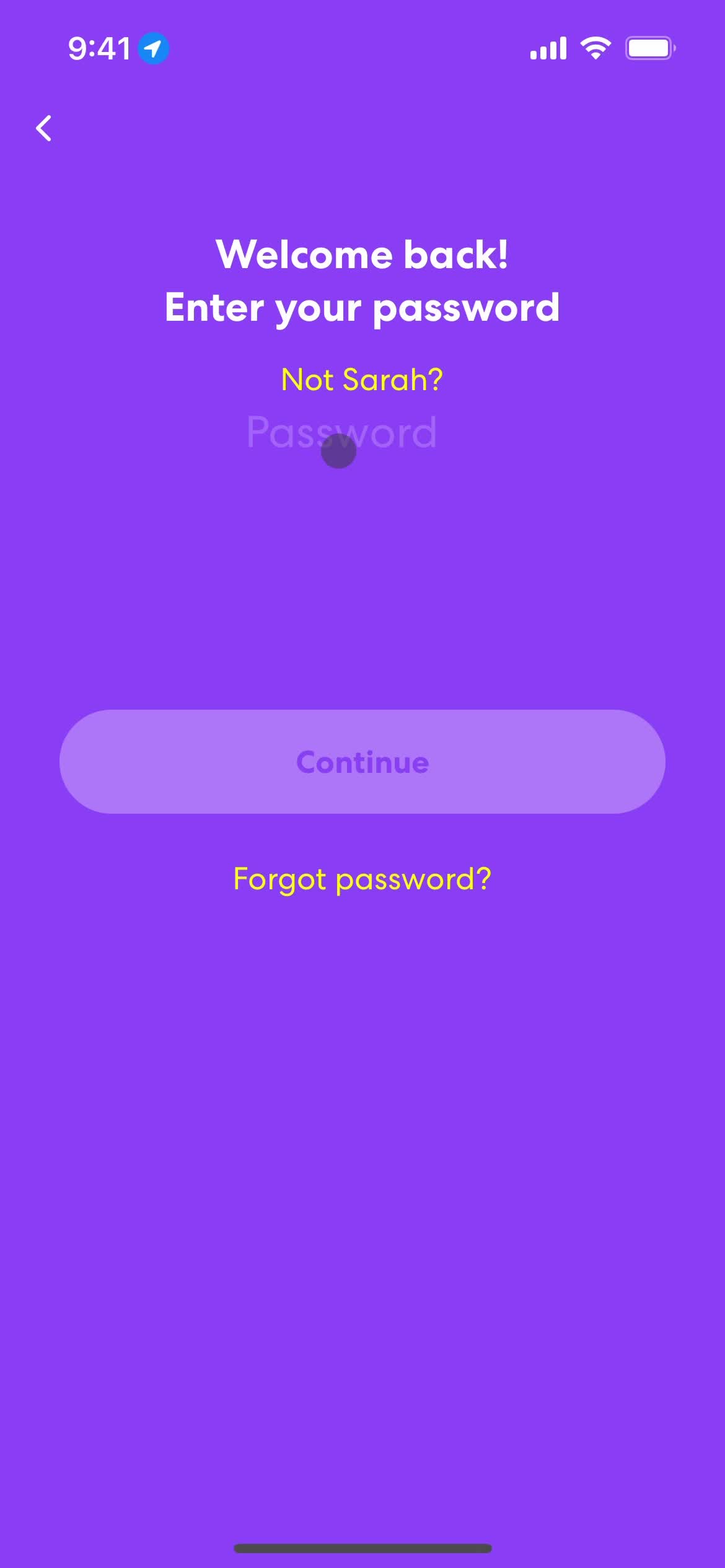 Resetting password screenshot