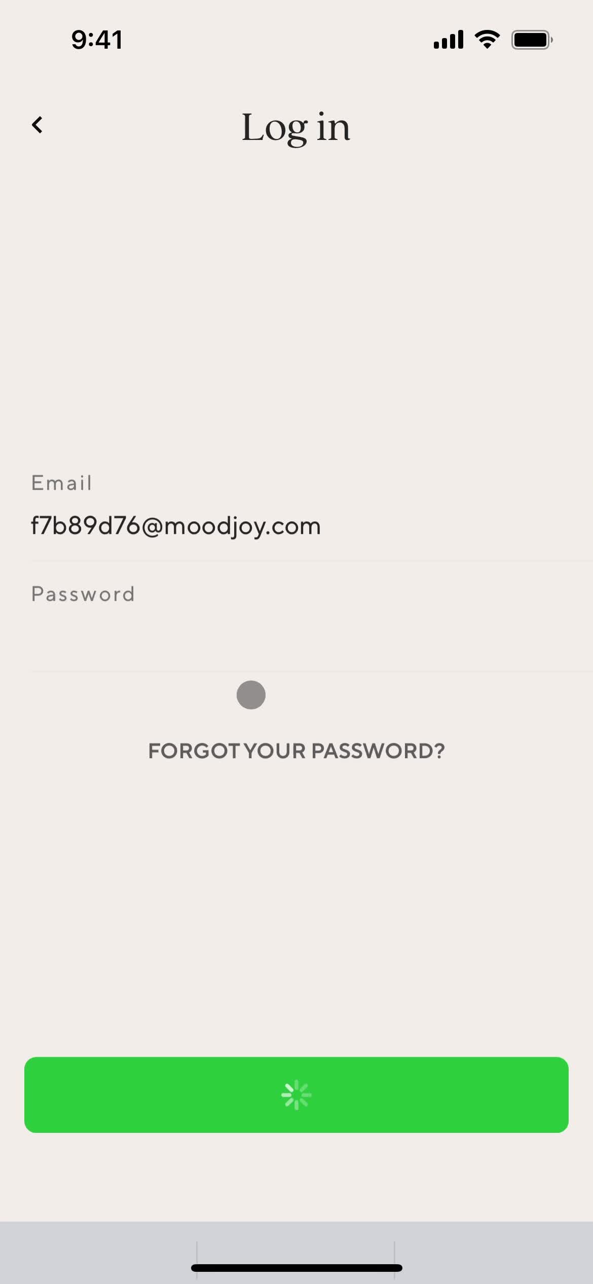 Resetting password screenshot