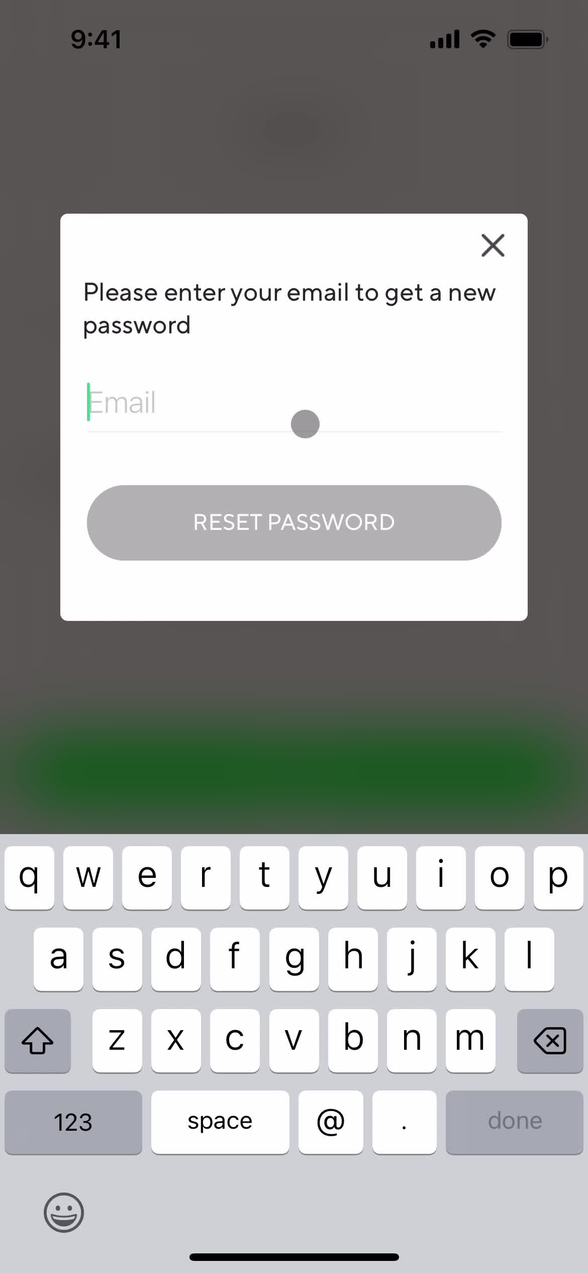 Resetting password screenshot