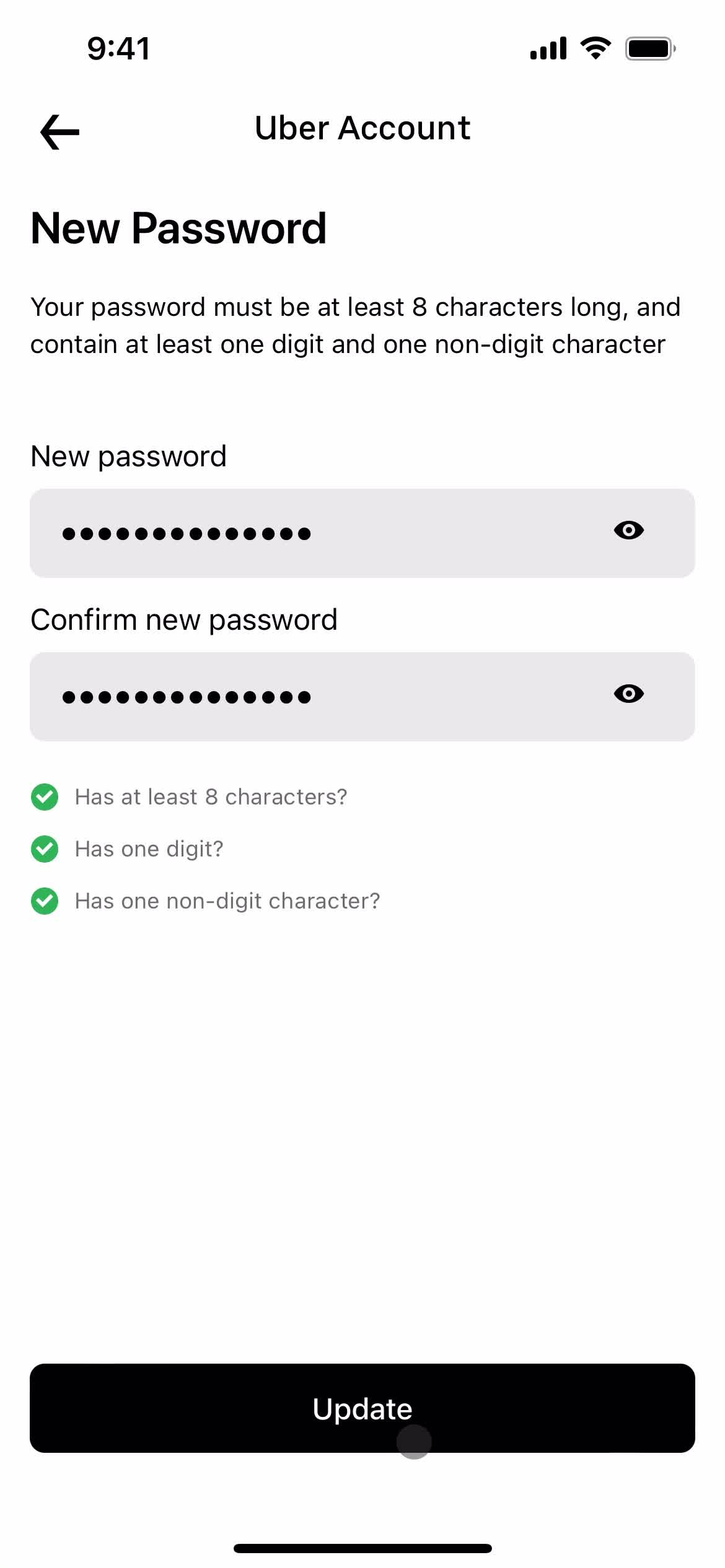 Changing password screenshot