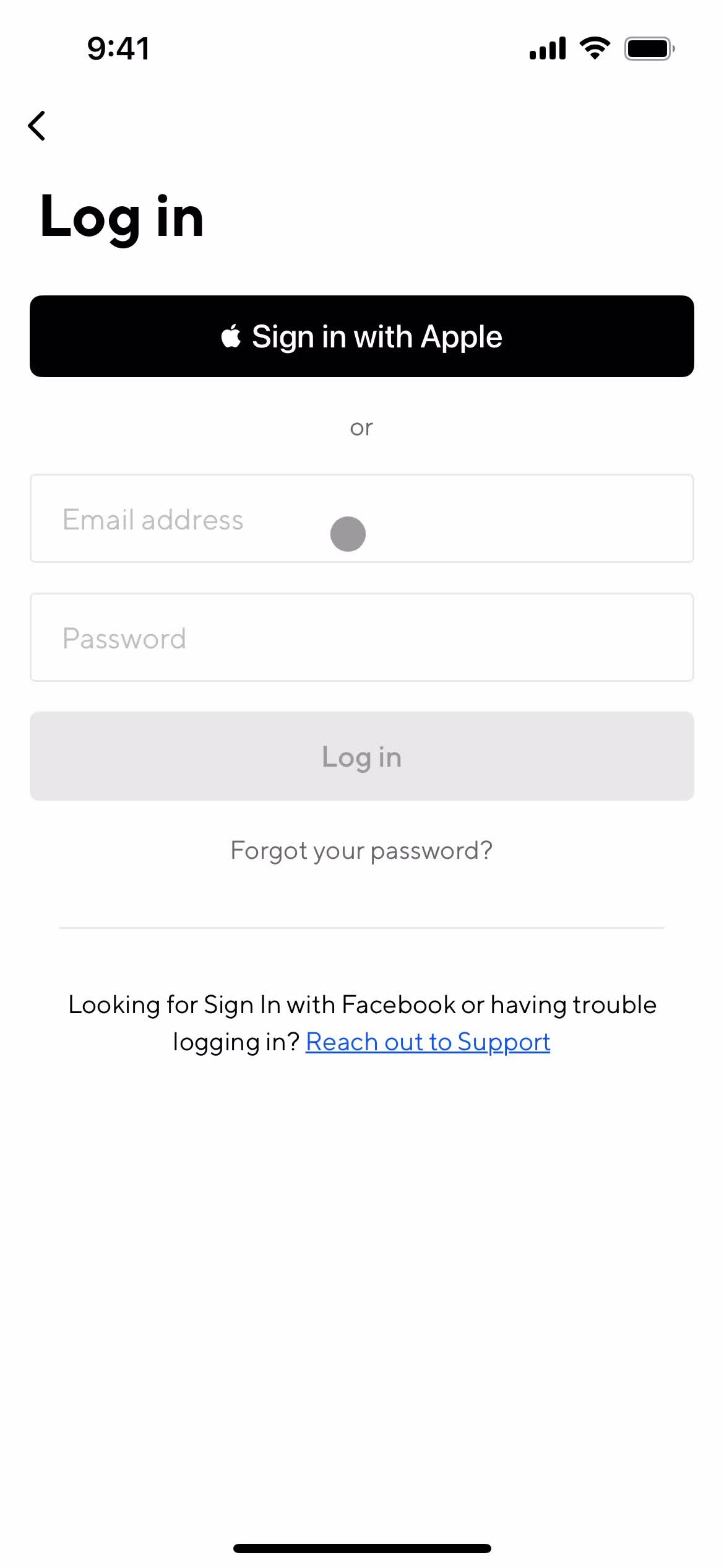 Changing password screenshot