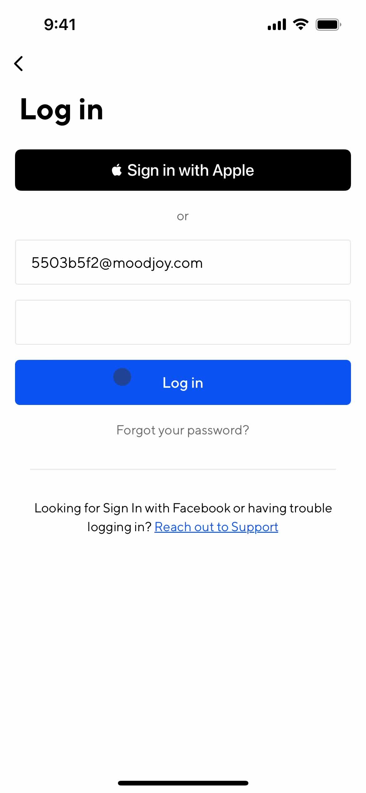 Changing password screenshot