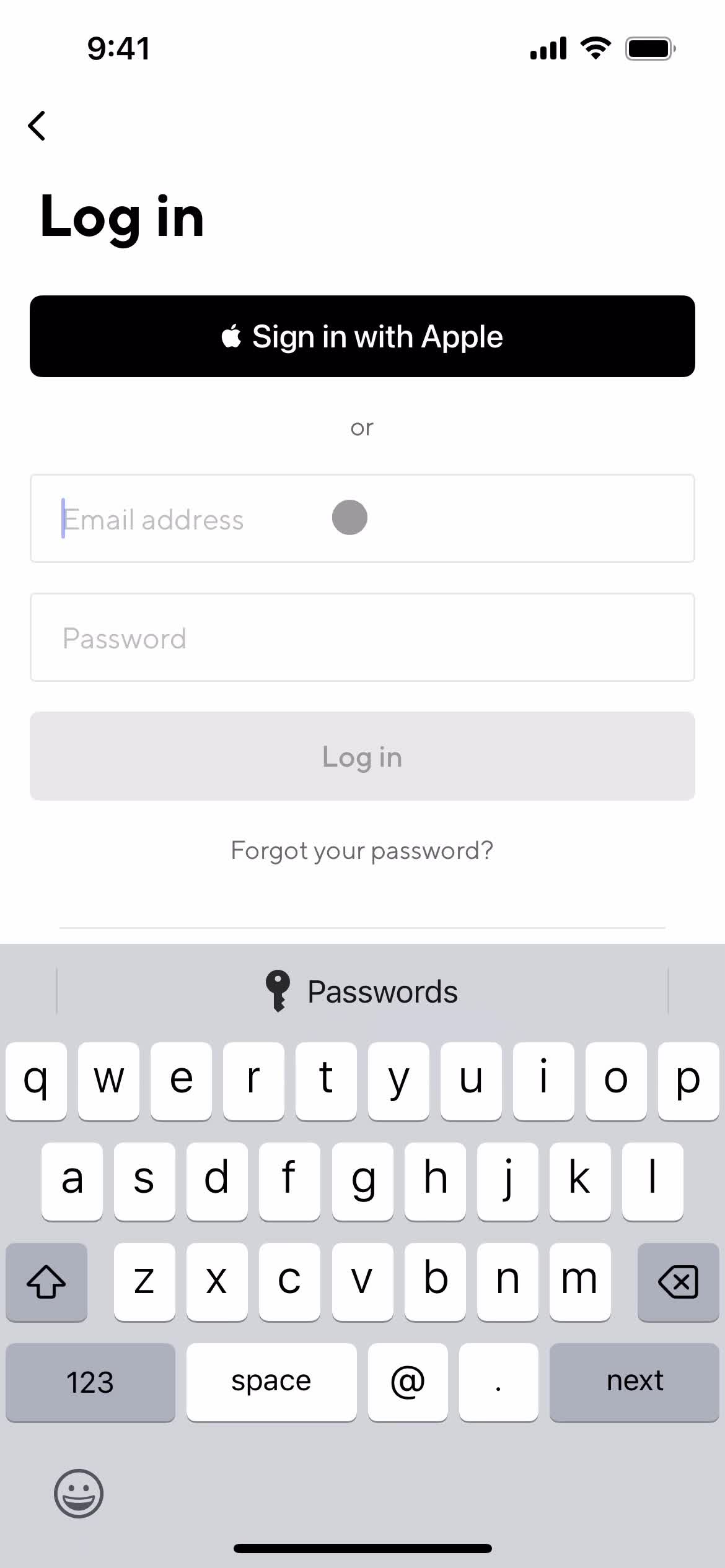 Changing password screenshot