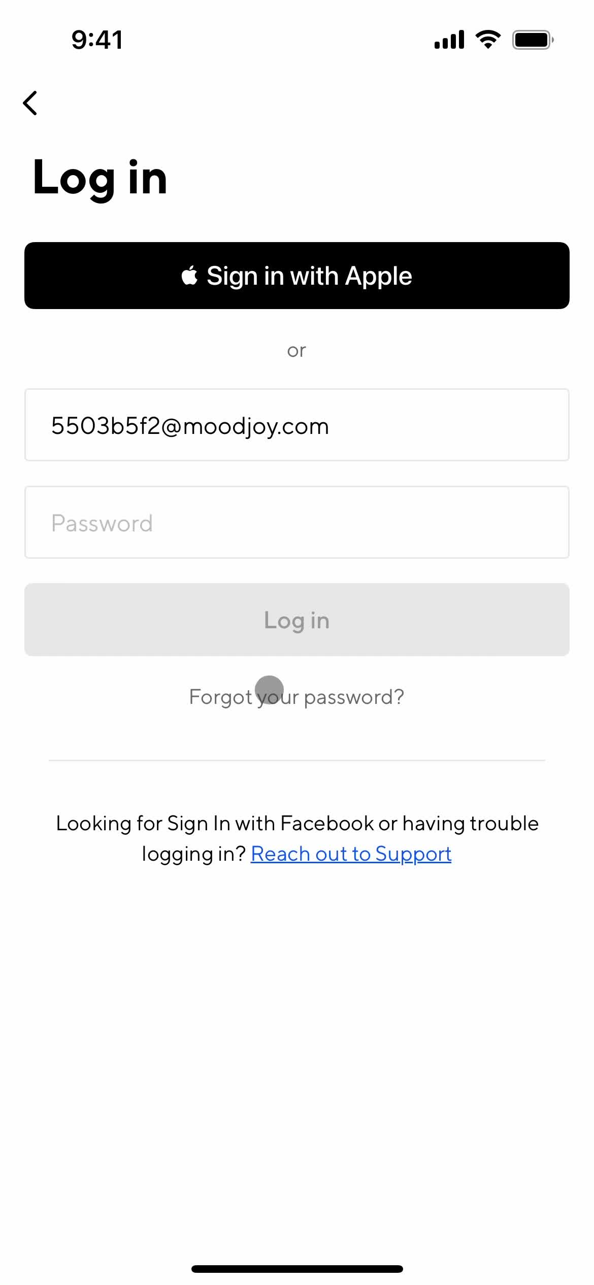 Changing password screenshot