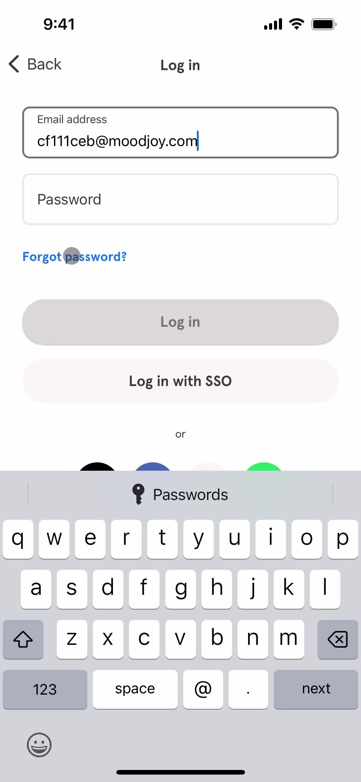 Resetting password screenshot