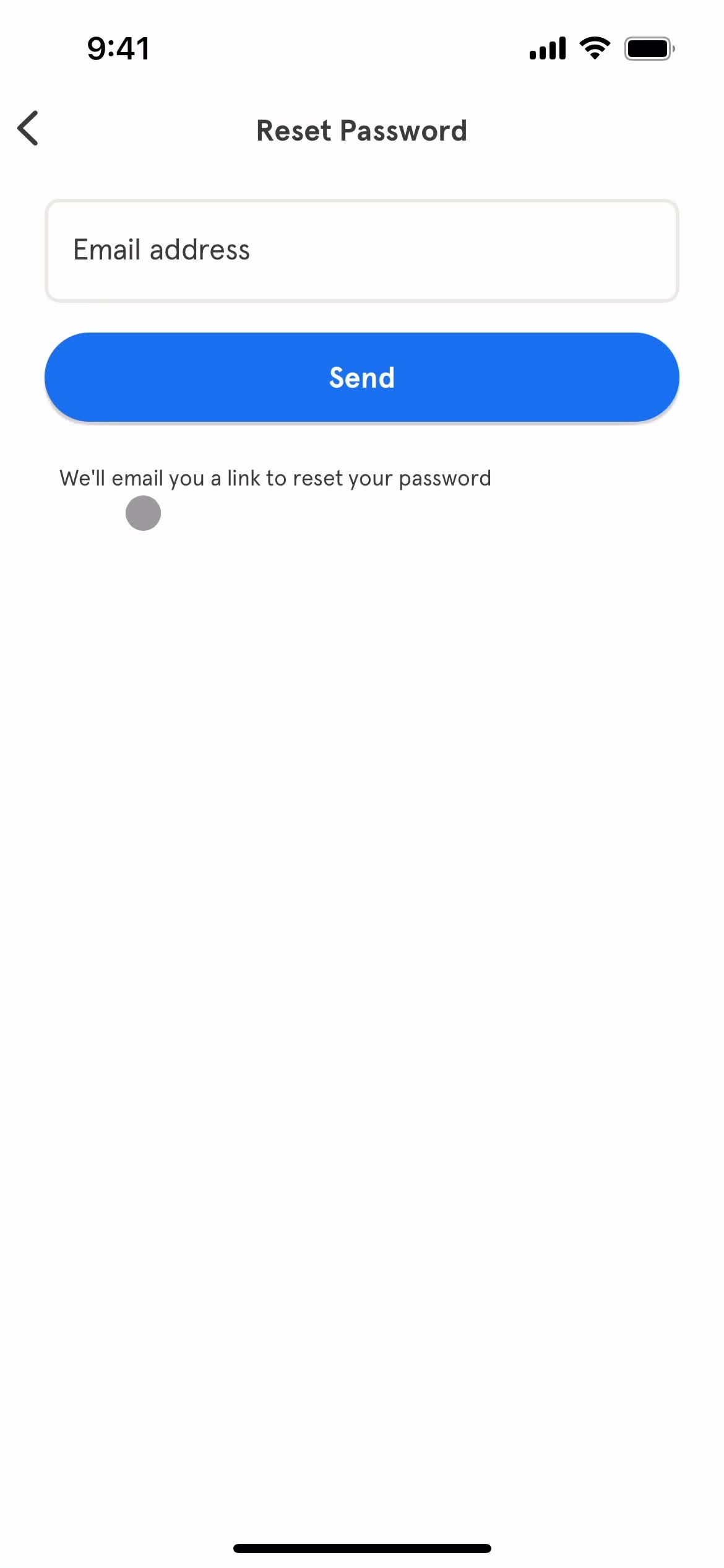 Resetting password screenshot