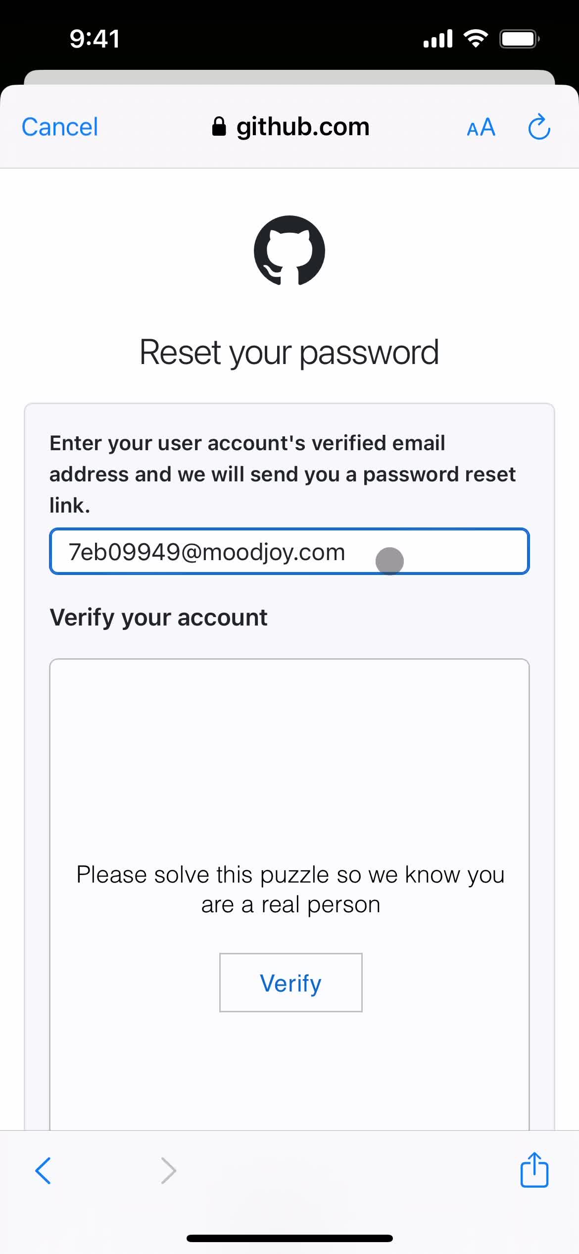 Changing password screenshot