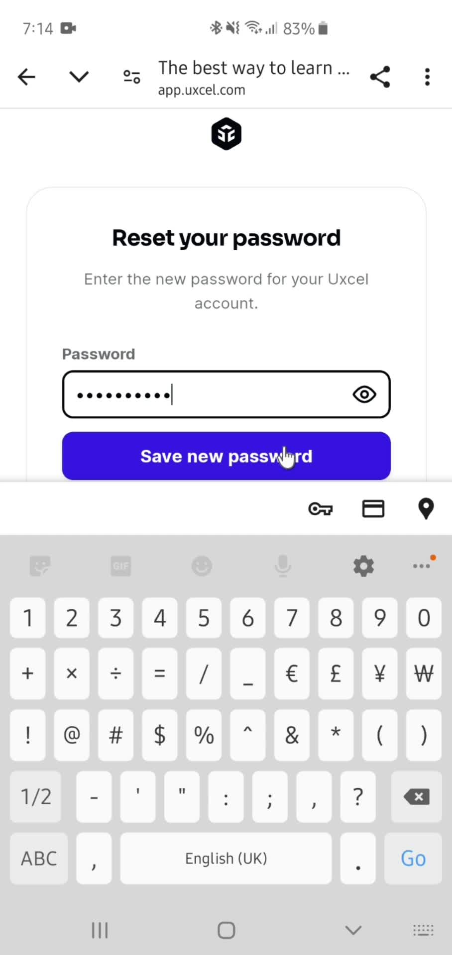 Changing password screenshot